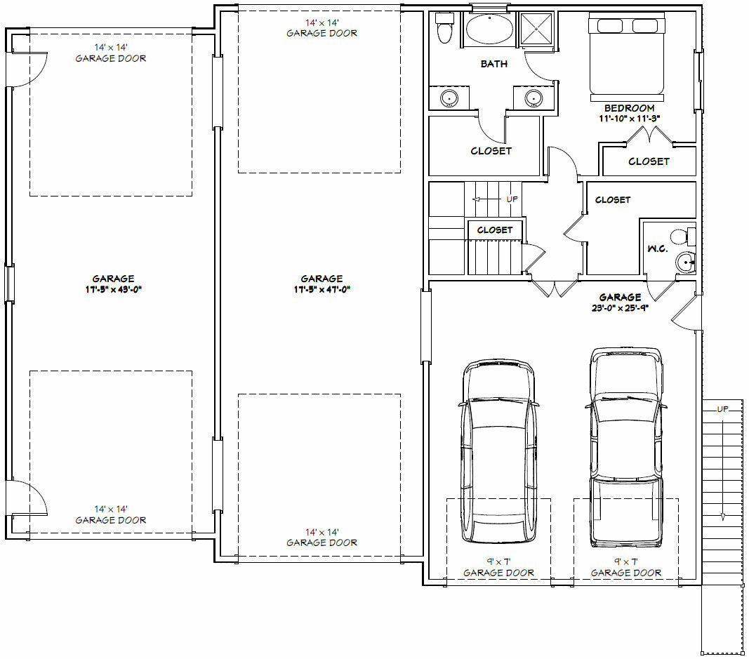 60×50 Apartment with 2-Car 2-RV Garage – PDF FloorPlan – 1,637 sqft – Model 2G