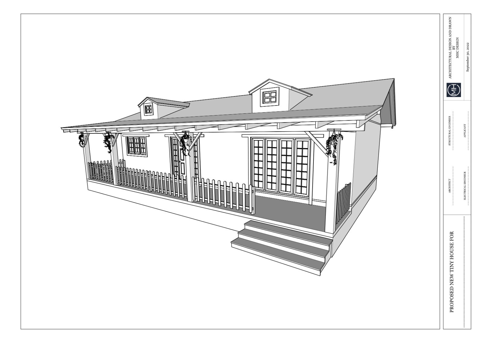 American Style Tiny House Plan With CAD file And PDF For Blueprint – 2 Bedrooms