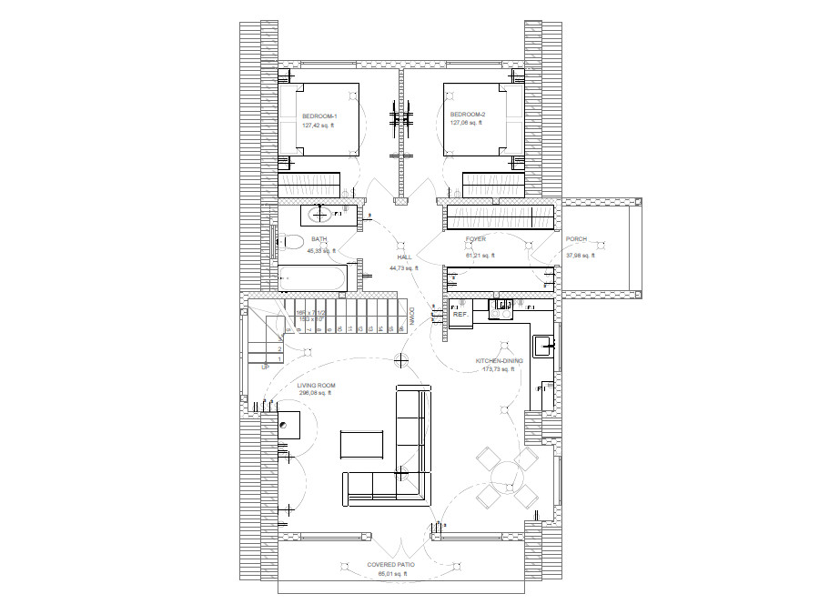 45’x32’ 3-Beds, 2-Baths Modern A-Frame Architectural House Plans PDF Download.