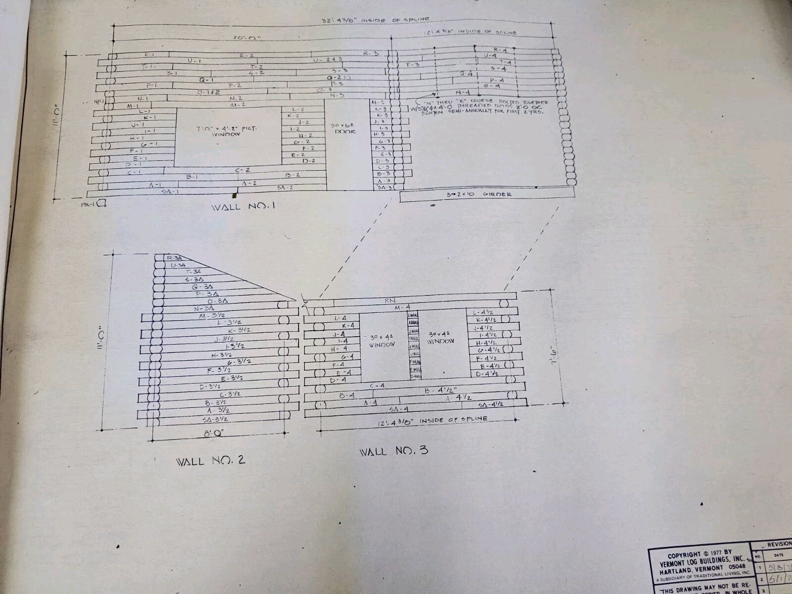 Vtg Vermont Log Buildings Shire 53- 26 Scale Blueprints Log Home 1977 (16) Pages