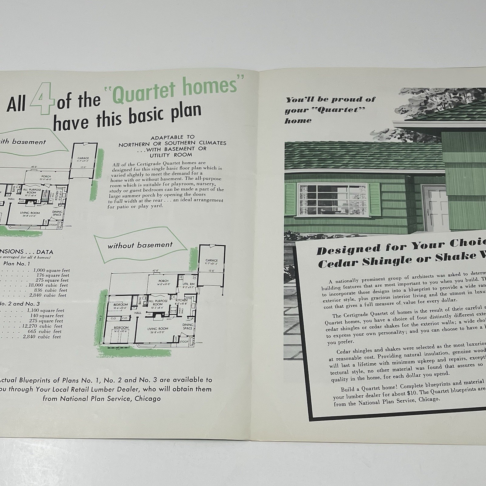 1960s The Certigrade Quartet Of Homes House Home Blueprint Plan Catalog Brochure