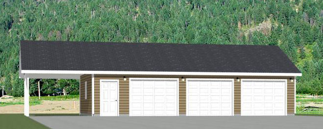 40×24 3-Car Garage with Carport — 960 sq ft — PDF Floor Plan — Model 1I