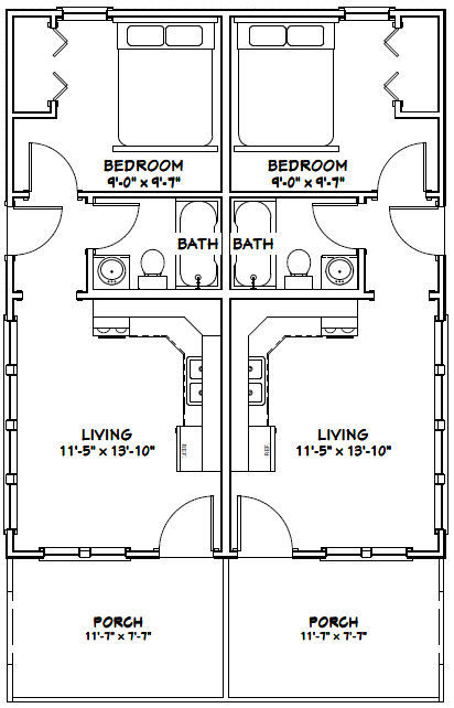 24×30 Duplex — PDF Floor Plan — 720 sq ft — Model 3A