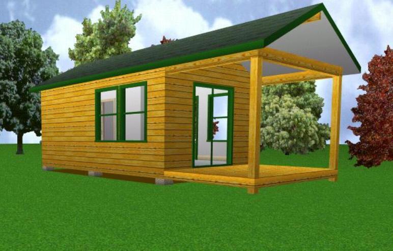 12×20 Starter Cabin w/ Covered Porch Plans Package, Blueprints, Material List