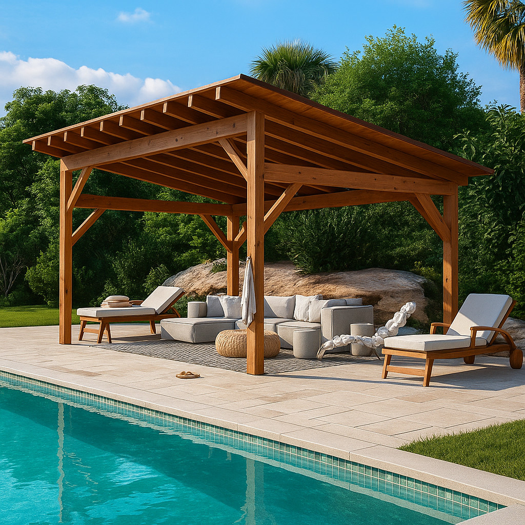 Lean-To Pavilion Plans/ Woodworking Construction Drawings/Pergola plan