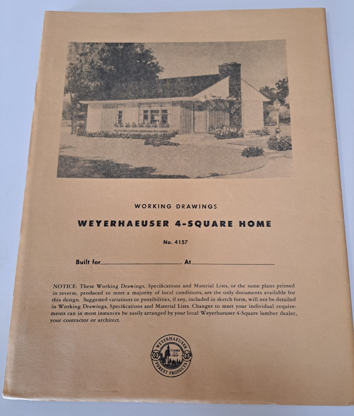 WEYERHAEUSER 4-SQUARE HOME DESIGN PLAN NO 4157 COMPLETE 1950s ARCHITECTURE
