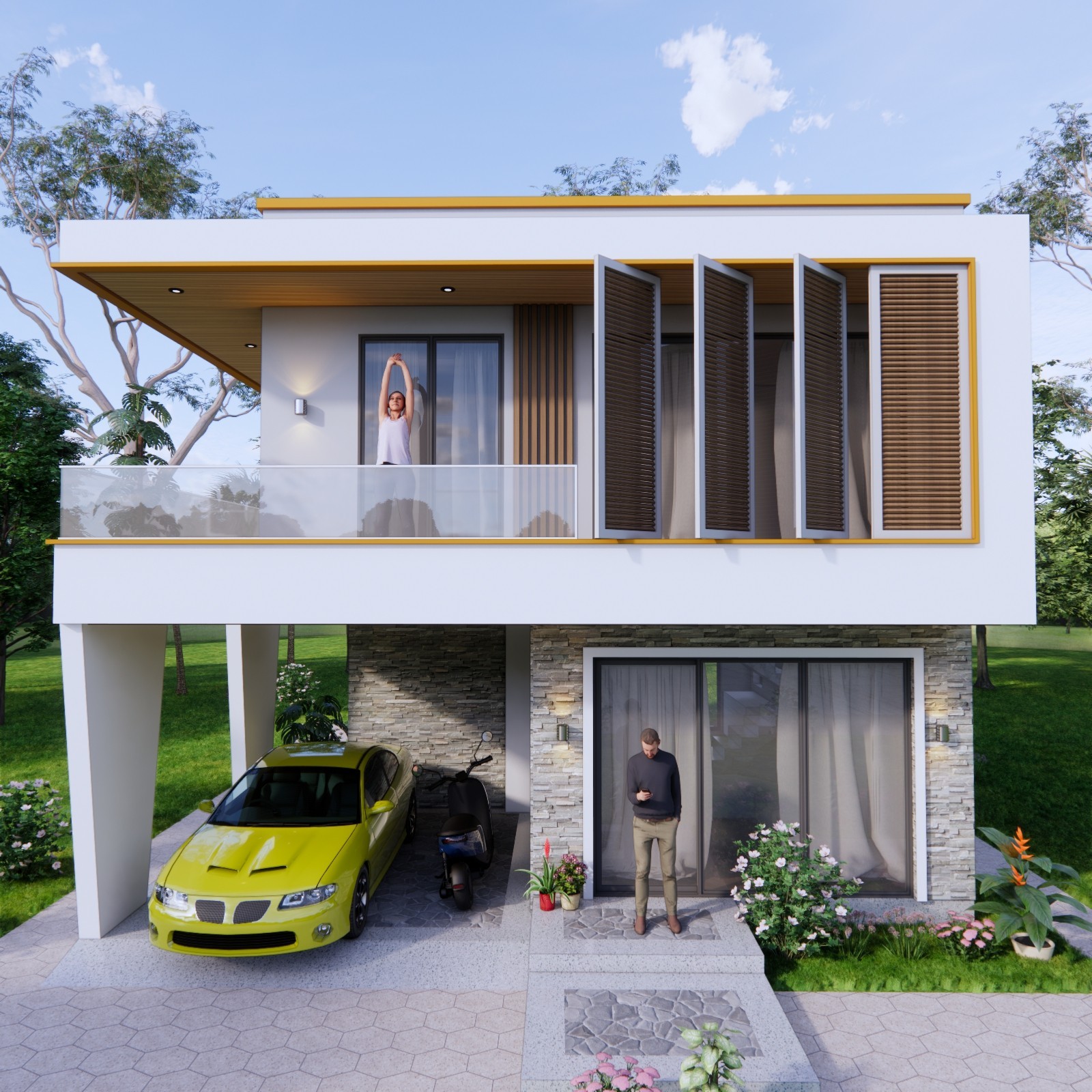 7×9 Meter House Plan 4 Bed 3 Bath | 23×30 Ft Hidden Shed Roof PDF & A4 Hard Copy