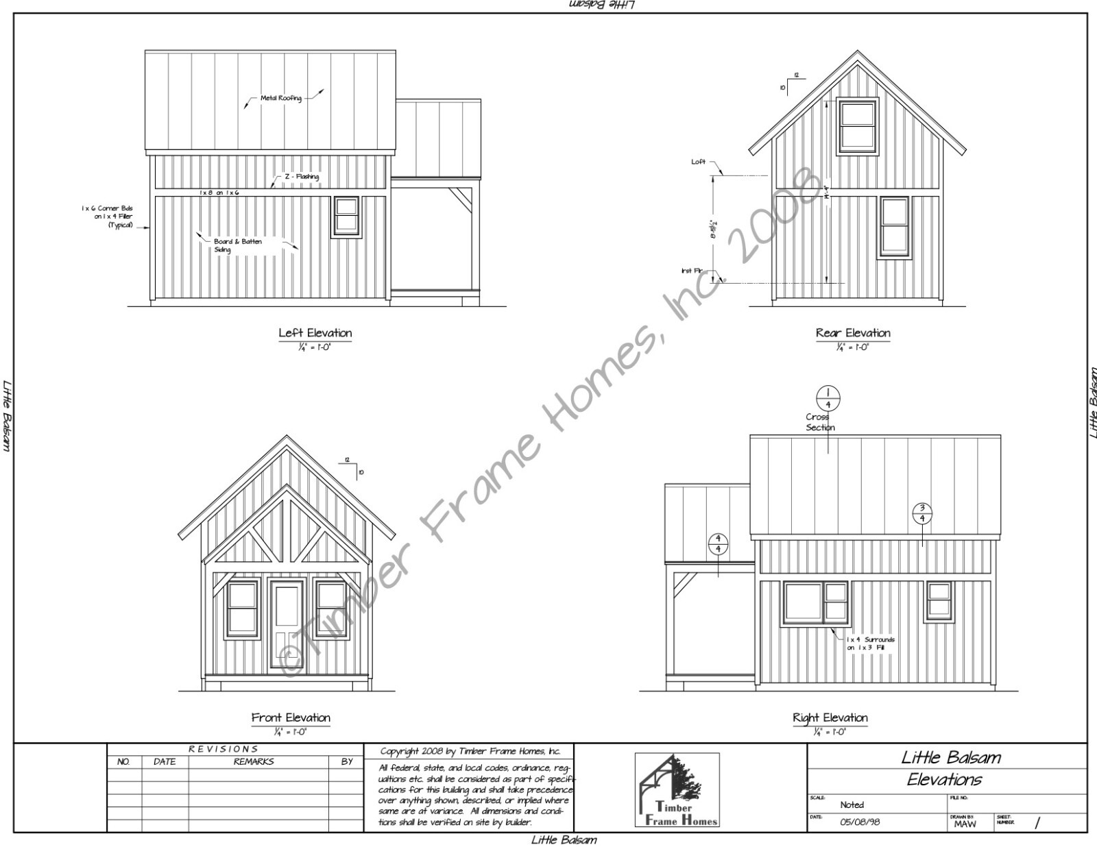Tiny Timber Frame Home Plans – Cut Your Own – Little Balsam – Full Plans
