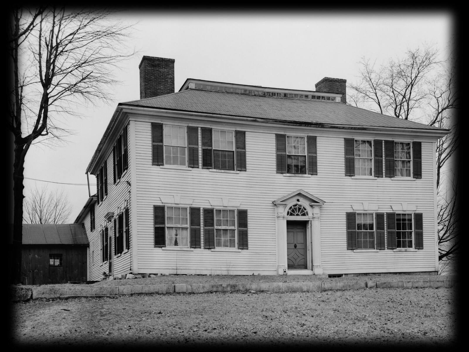 Federal style wood house, Traditional Colonial home, architectural blueprints