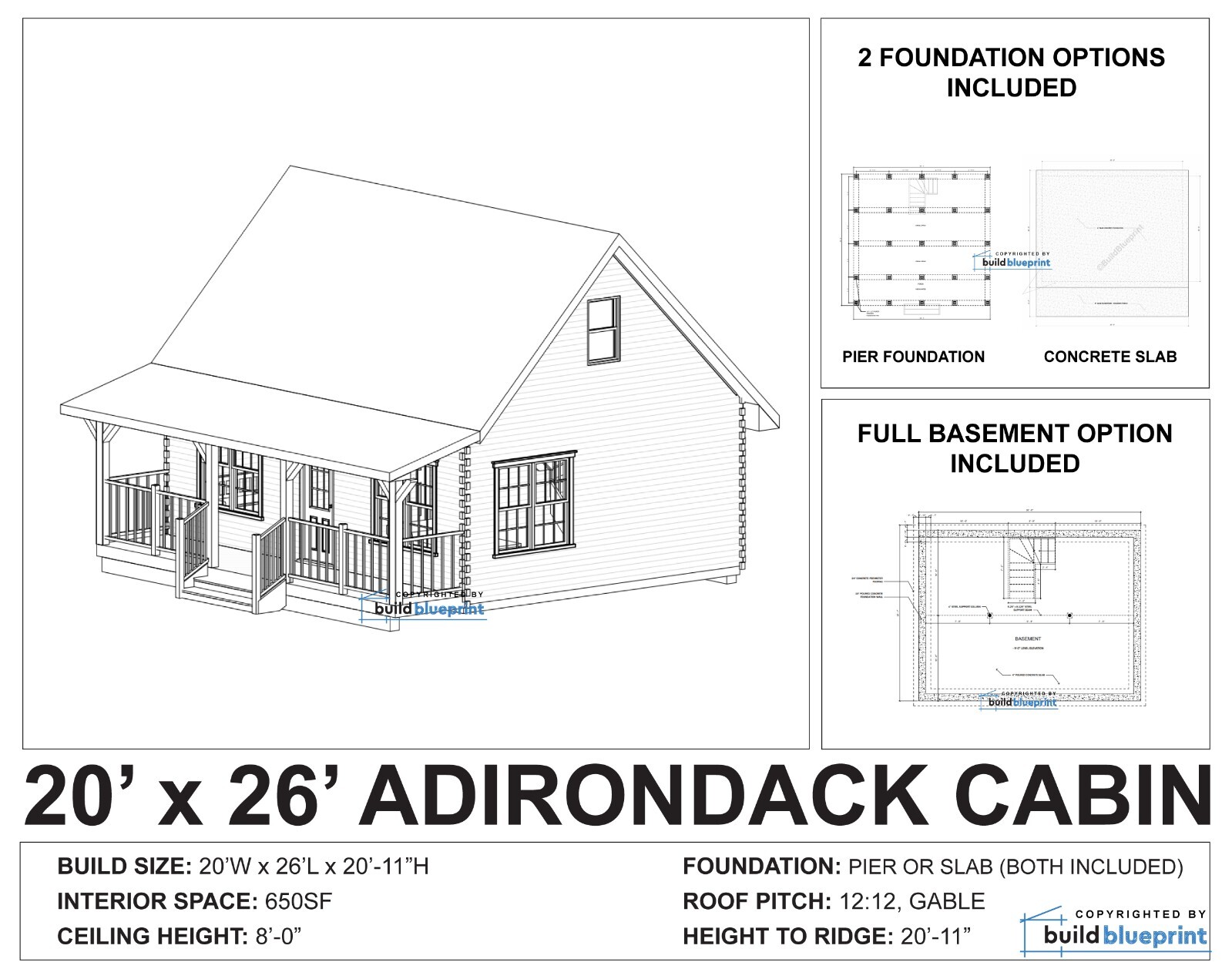 Modern 2 Bedroom Cabin w/ Loft Architectural & Construction Plans – PDF Download