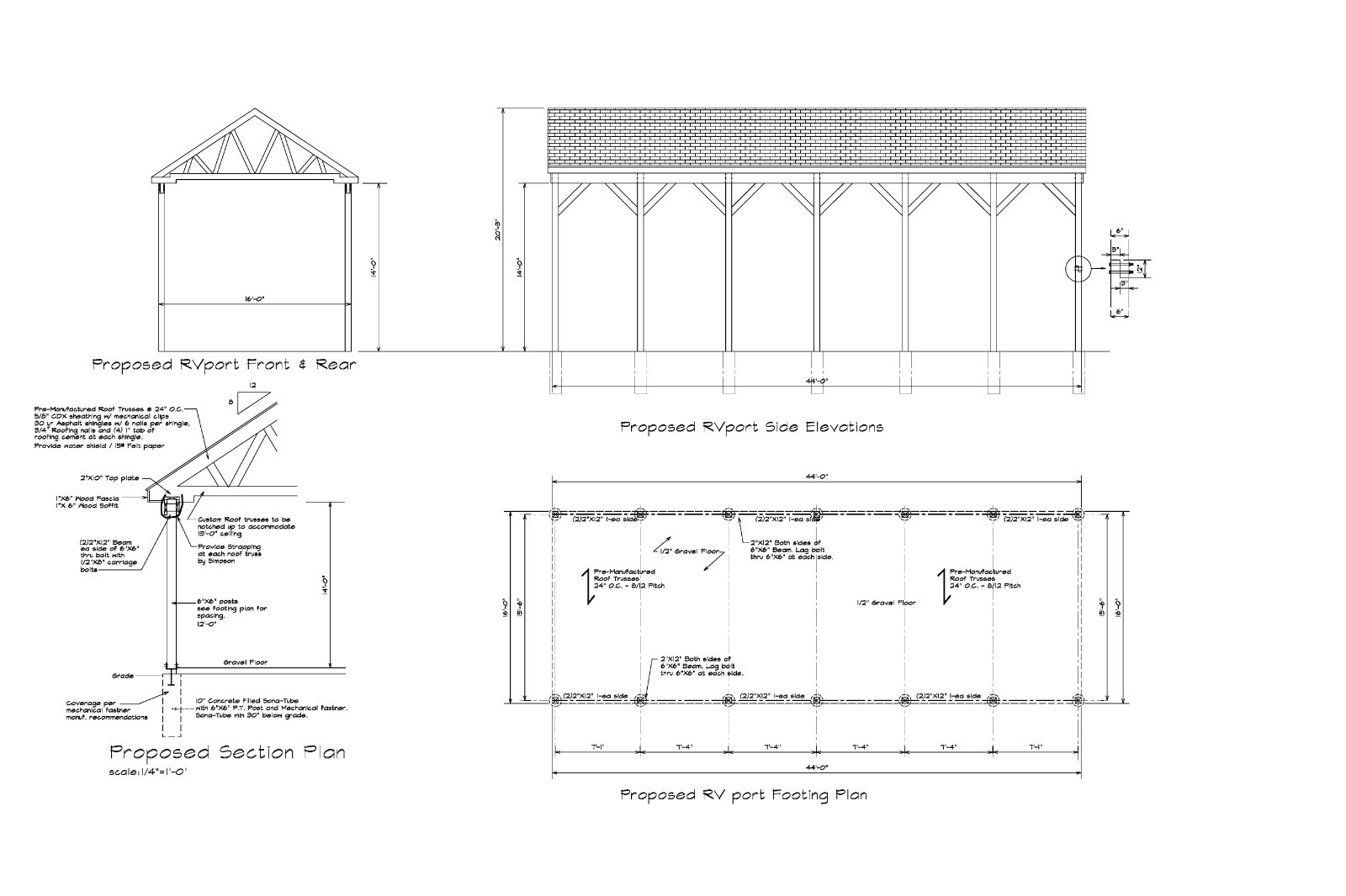 16X44 CAR PORT COVERED PAVILION RV HUT POLE BARN CONSTRUCTION #17-CPPB1644GBL1