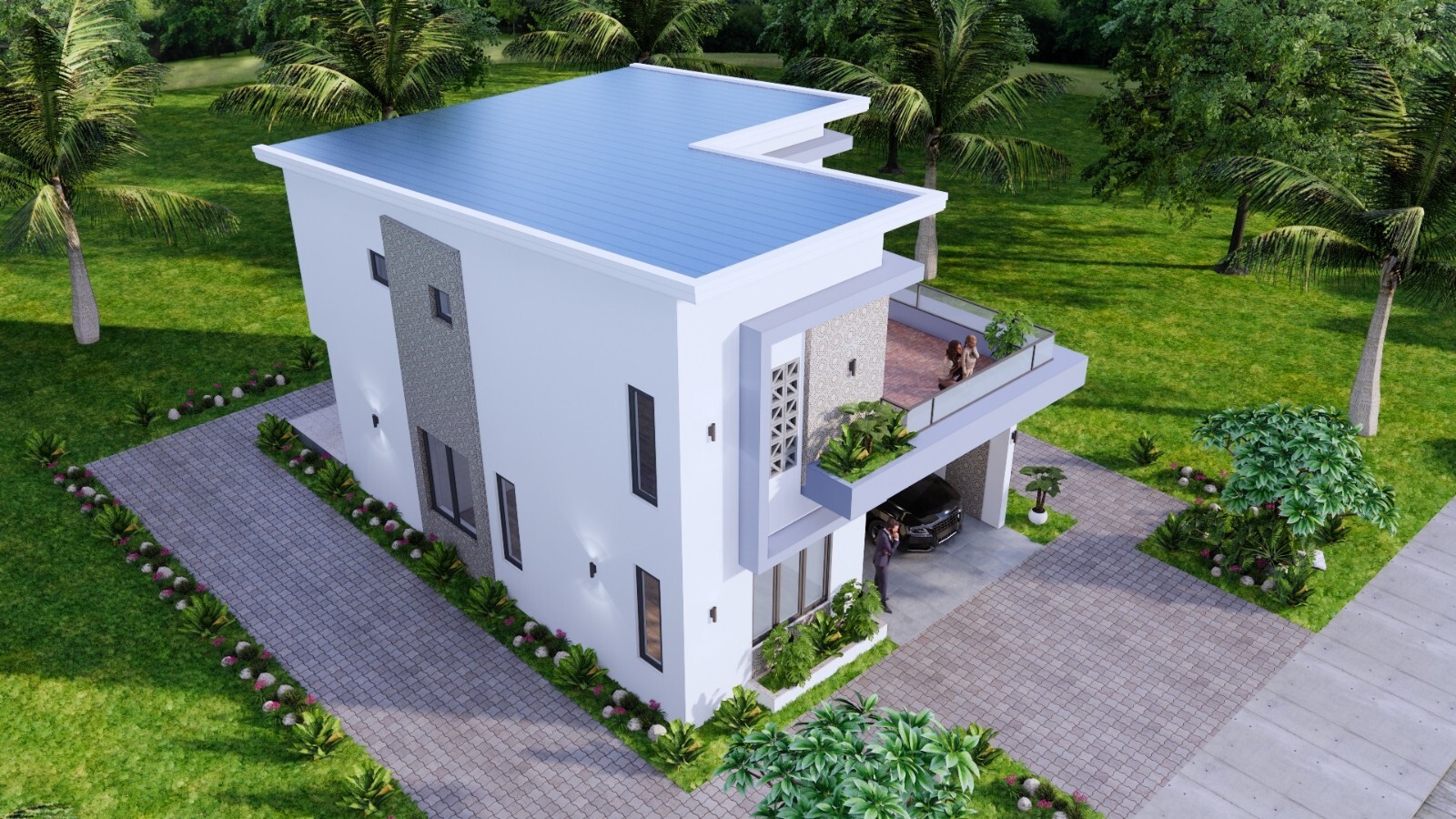 26×33 Feet House Design Plan 8×10 Meter 3 Beds 3 Baths Shed Roof (A4 Hard Copy)