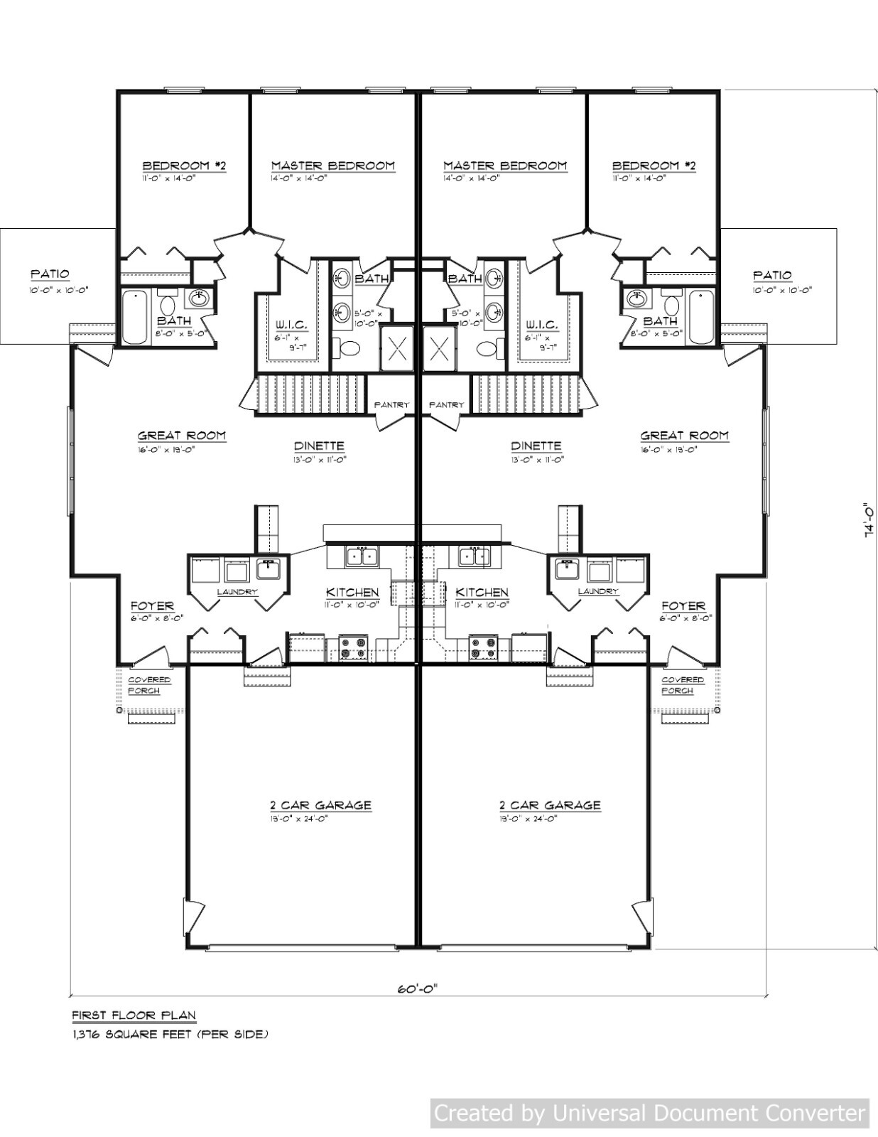 Full Set of Condominium / Duplex building plans 1,376 sq ft