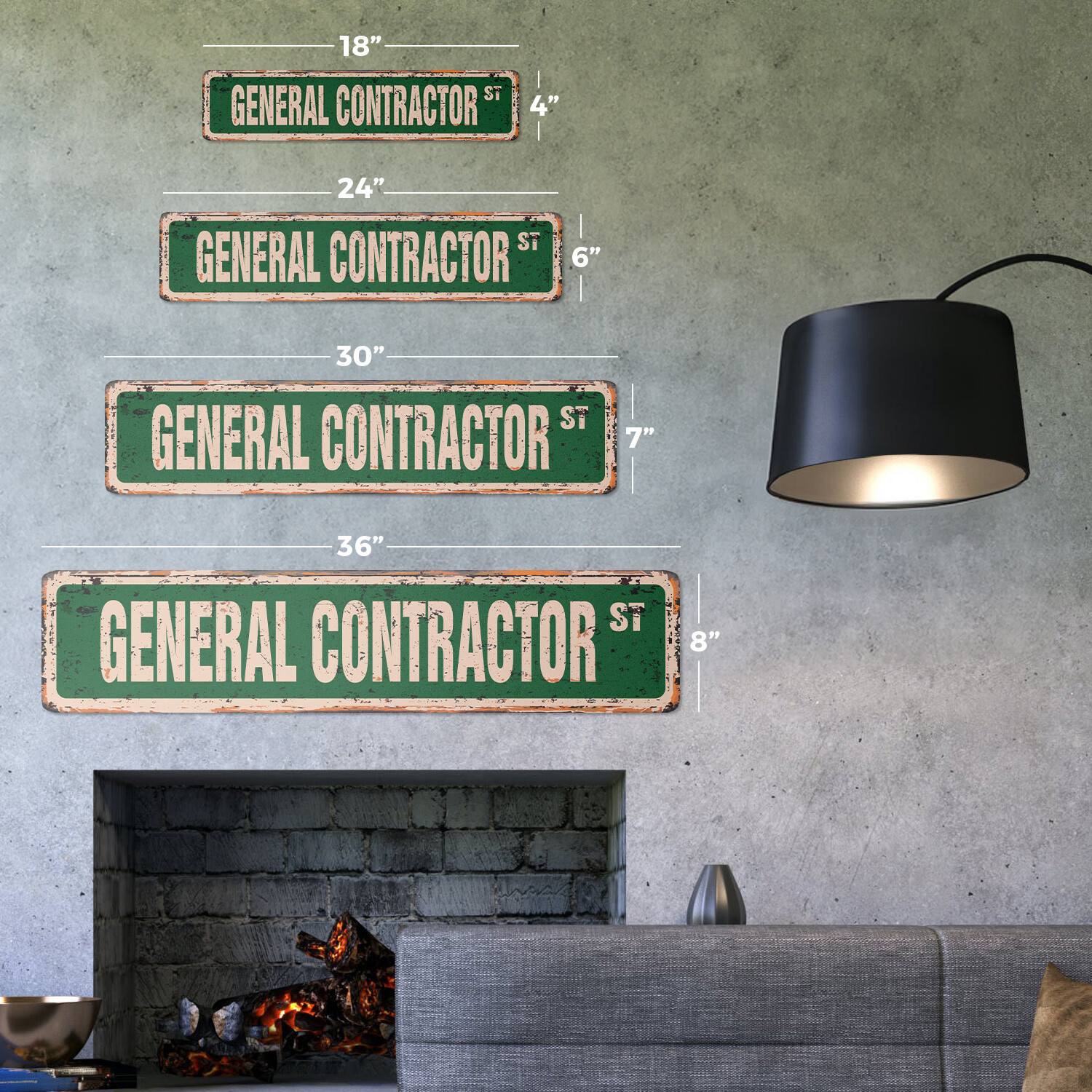 GENERAL CONTRACTOR Vintage Street Sign blueprints home house build architect