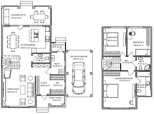 40’x45’ 3 Bed, 3 Bath Modern Cottage Architectural Build Plans PDF Download.