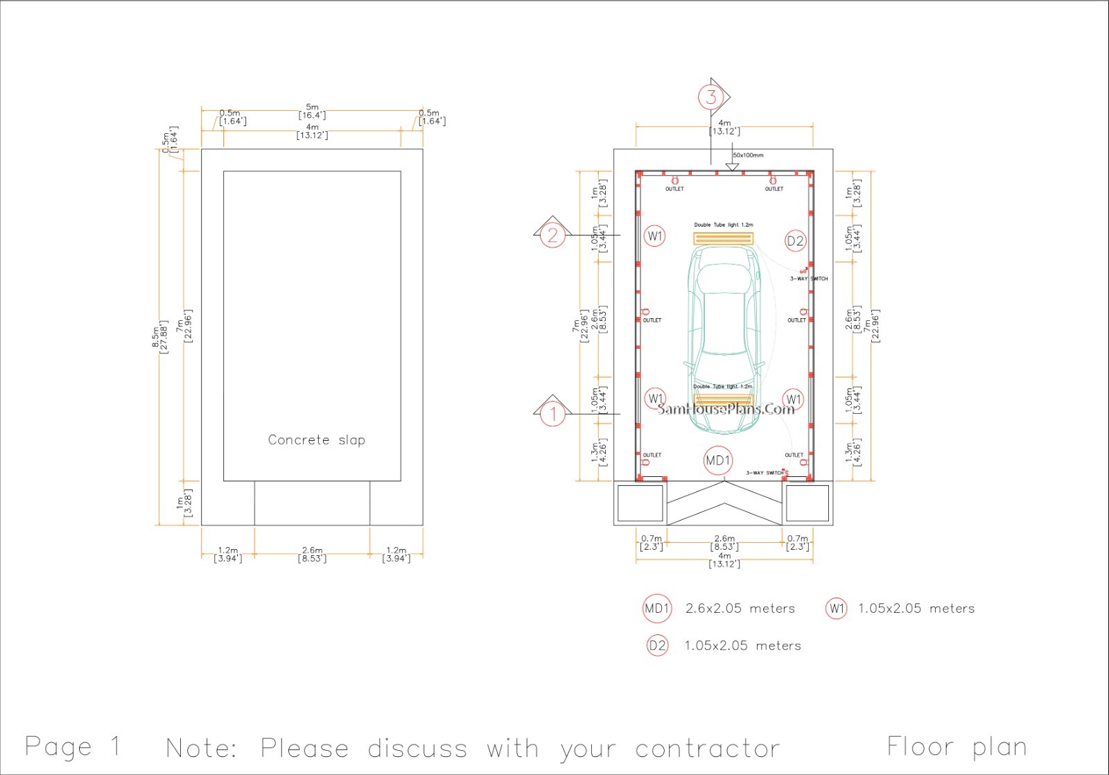 13×23 Feet 4×7 Meter 1 Car Garage Shed Plan PDF Plans (A4 Hard Copy)