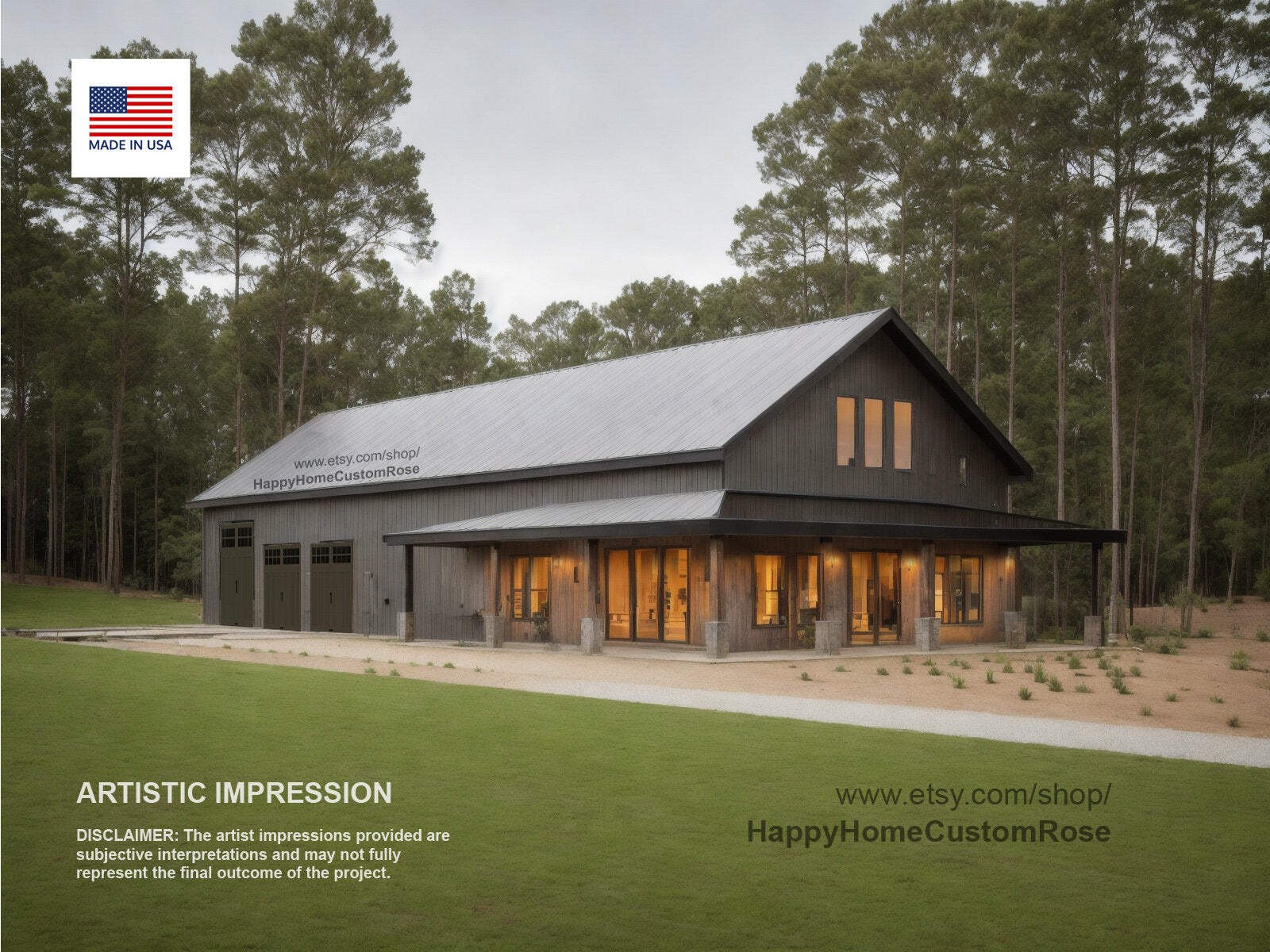 Brentwood Barn Barndominium Modern House Open Plan Design 100 x 36 – 4 Bed 3 Bat