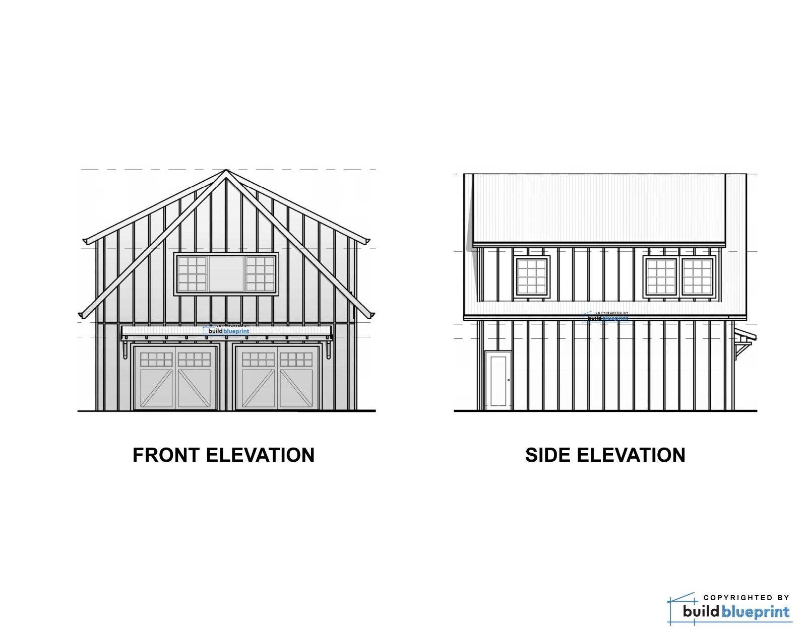 28′ x 28′ Two Car ADU Garage Loft Architectural Plans – PDF Download
