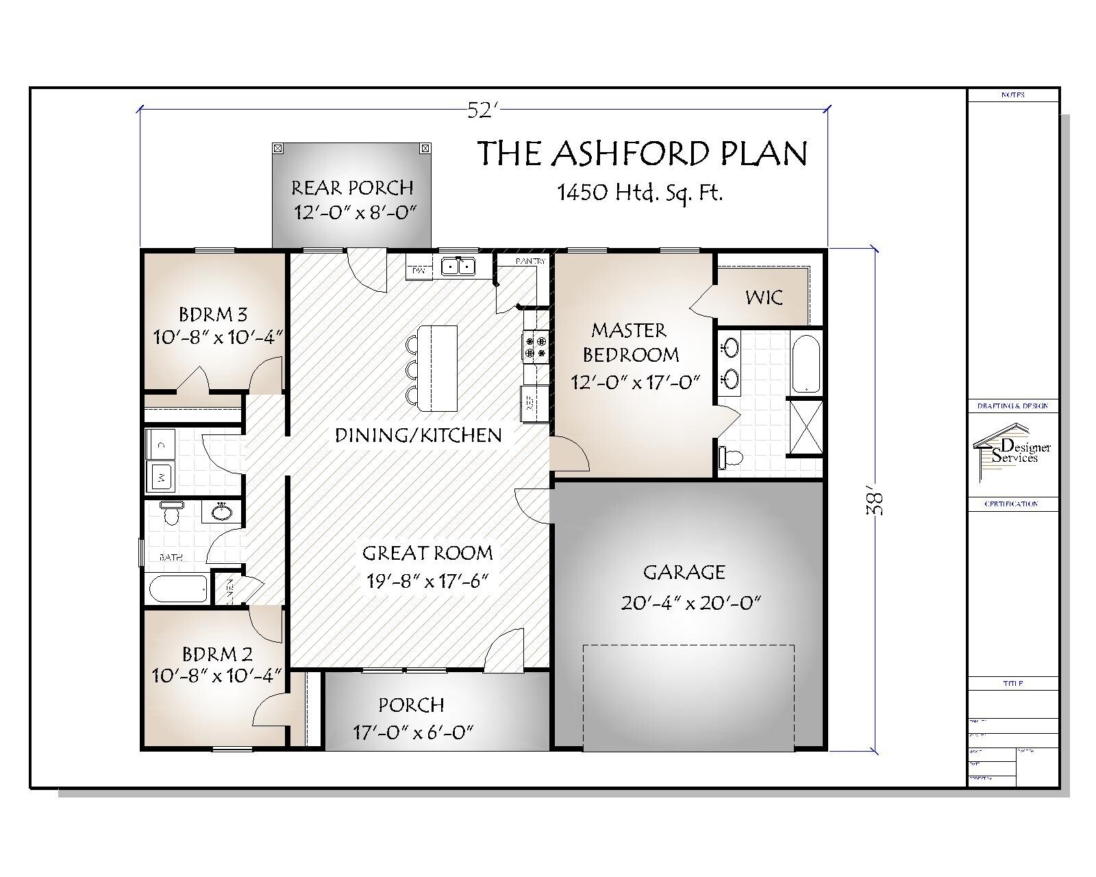 Ashford House Plan 1450 Heated Square Feet