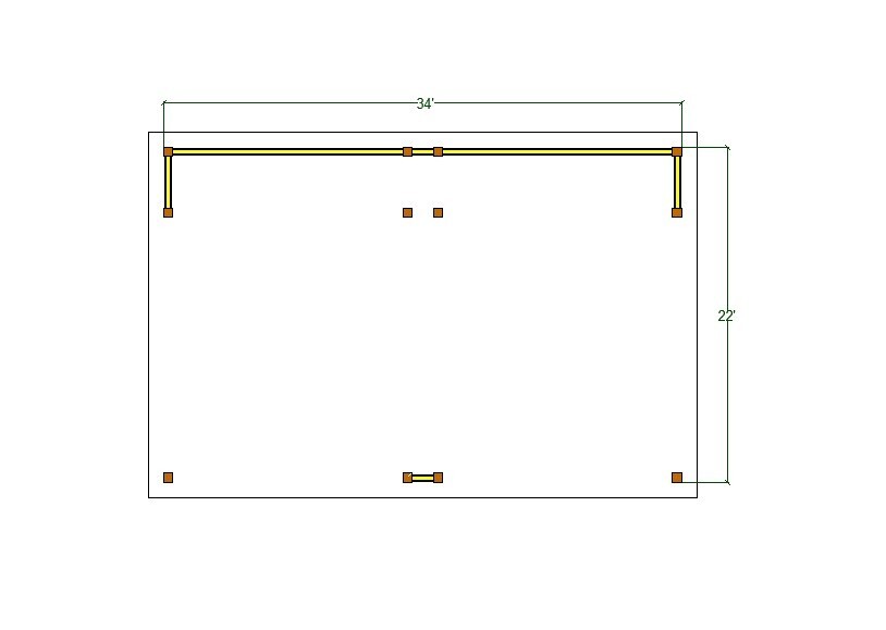 Timber Frame Carports Plan, 34’x22′ Wood Pavilion Blueprints