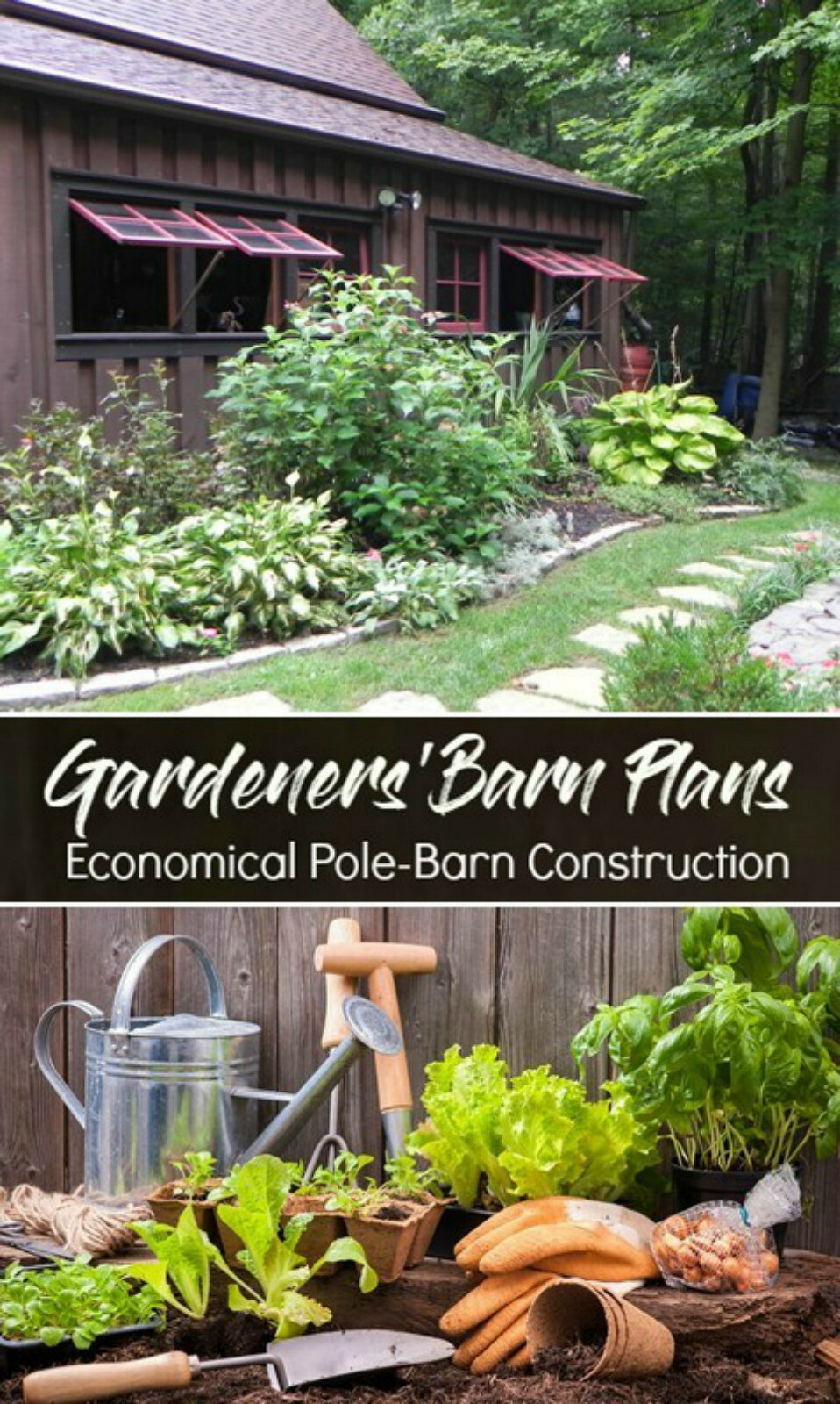6 Gardeners’ Barn and Garage Designs – Complete Pole-Barn Building Plans (B10)