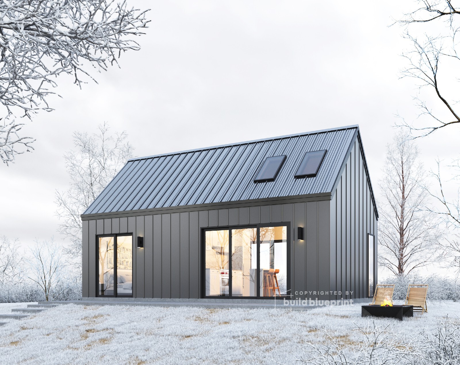 16′ x 28′ Modern Barn House Architectural Plans – PDF Download
