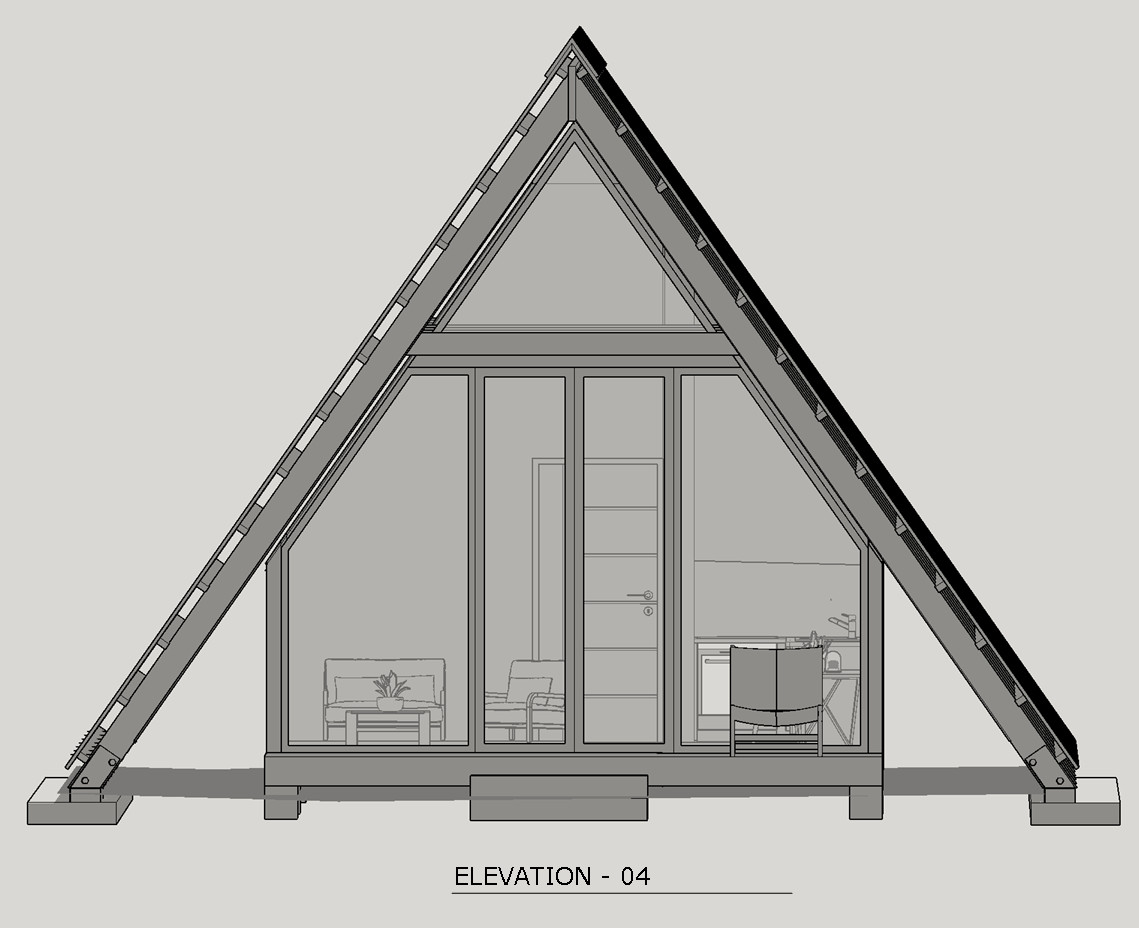 27’-6’’ x 14’-0’’ MODERN A–FRAME CABIN HOUSE PLAN PDF & 3D IMAGES