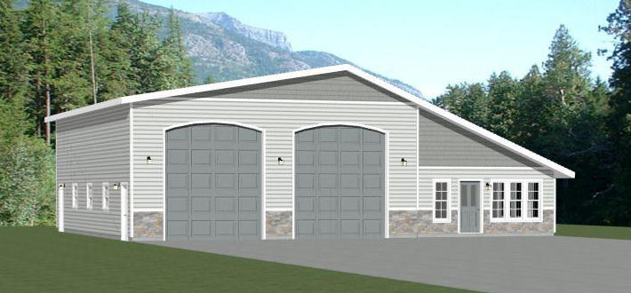 56×48 2 RV Garage – 2 Bedr 1 Bath – 2,649 sq ft – PDF Floor Plan – Model 2A