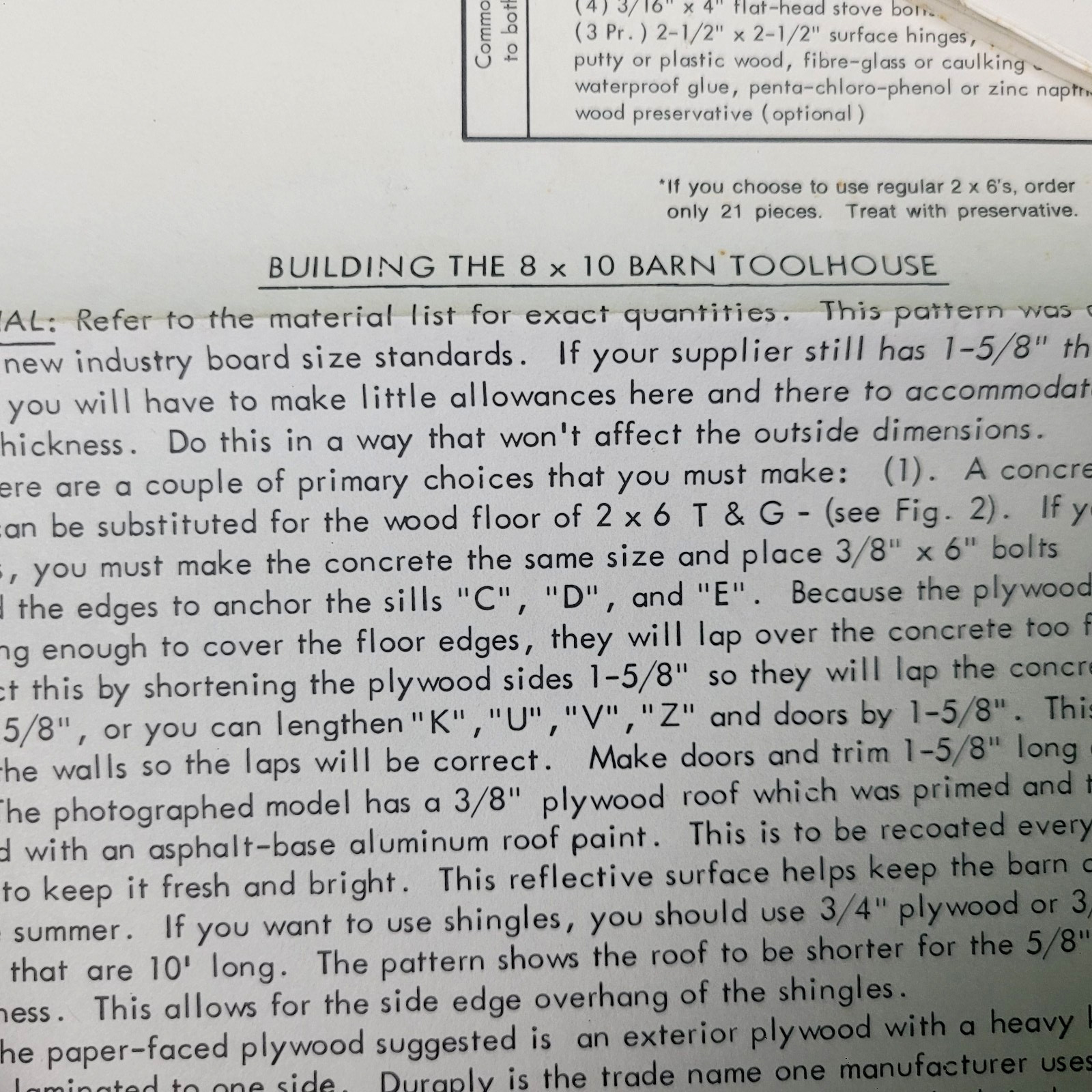 Vintage Shed Barn Storage Building Plans & Specs – Detailed Incl Materials List