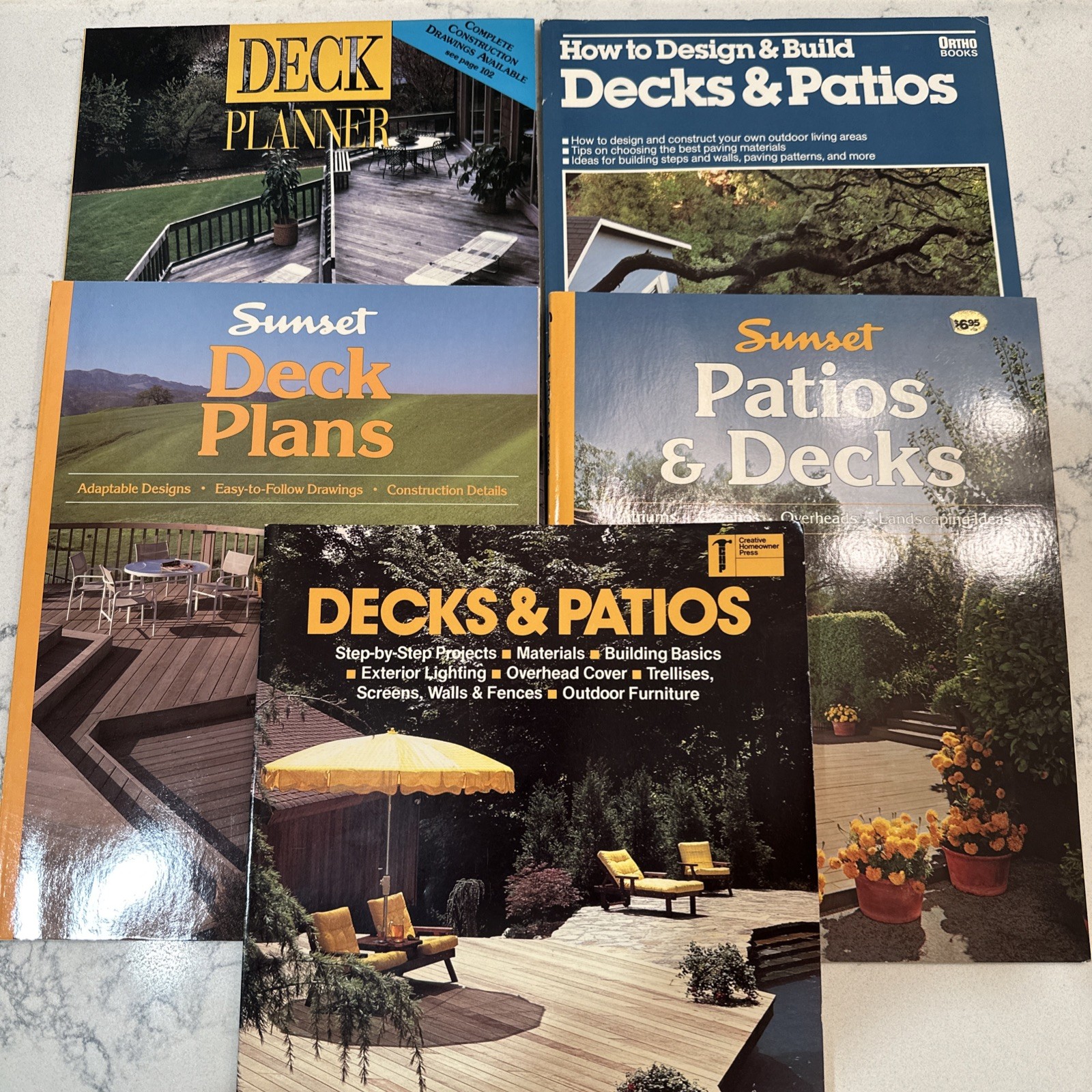 Lot of 5 Vintage DIY Deck Patio Plan Design Build Books 70s -90s Sunset