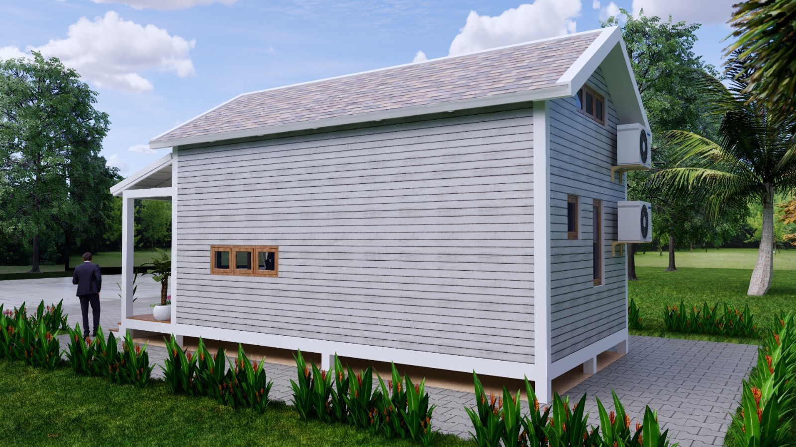 13×23 Loft House Plan 4×7 Meter 2 Beds 1 Bath Gable Roof PDF Plan (A4 Hard Copy)