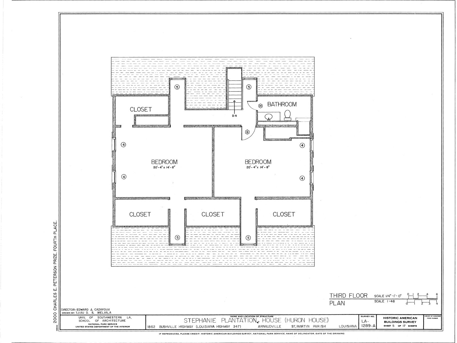 Country Style Southern Plantation home, brick-wood design, porch printed plans