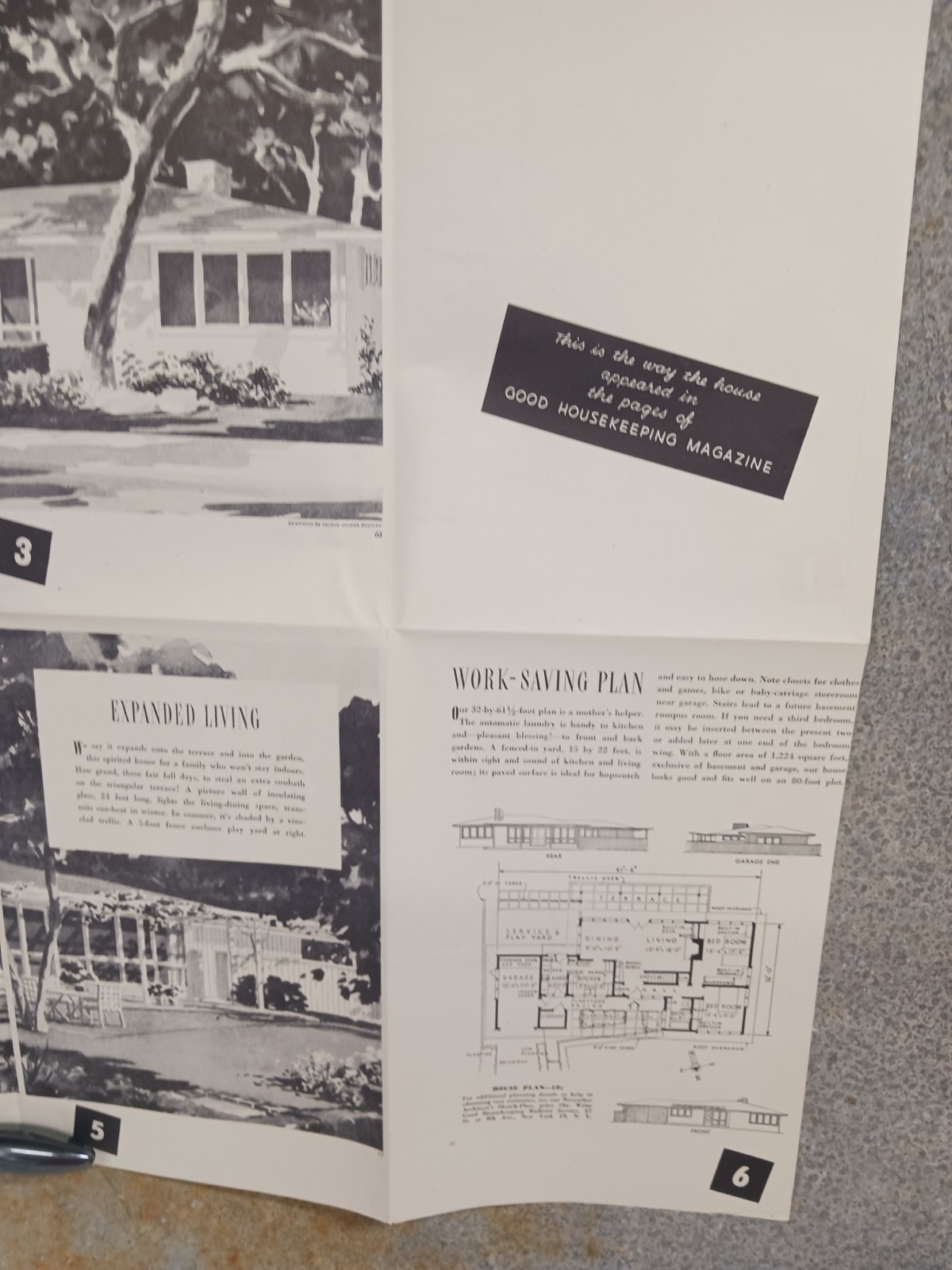 VTG 1950s Sentimental Modern H Roy Kelley Good Housekeeping House Floor Plan MCM
