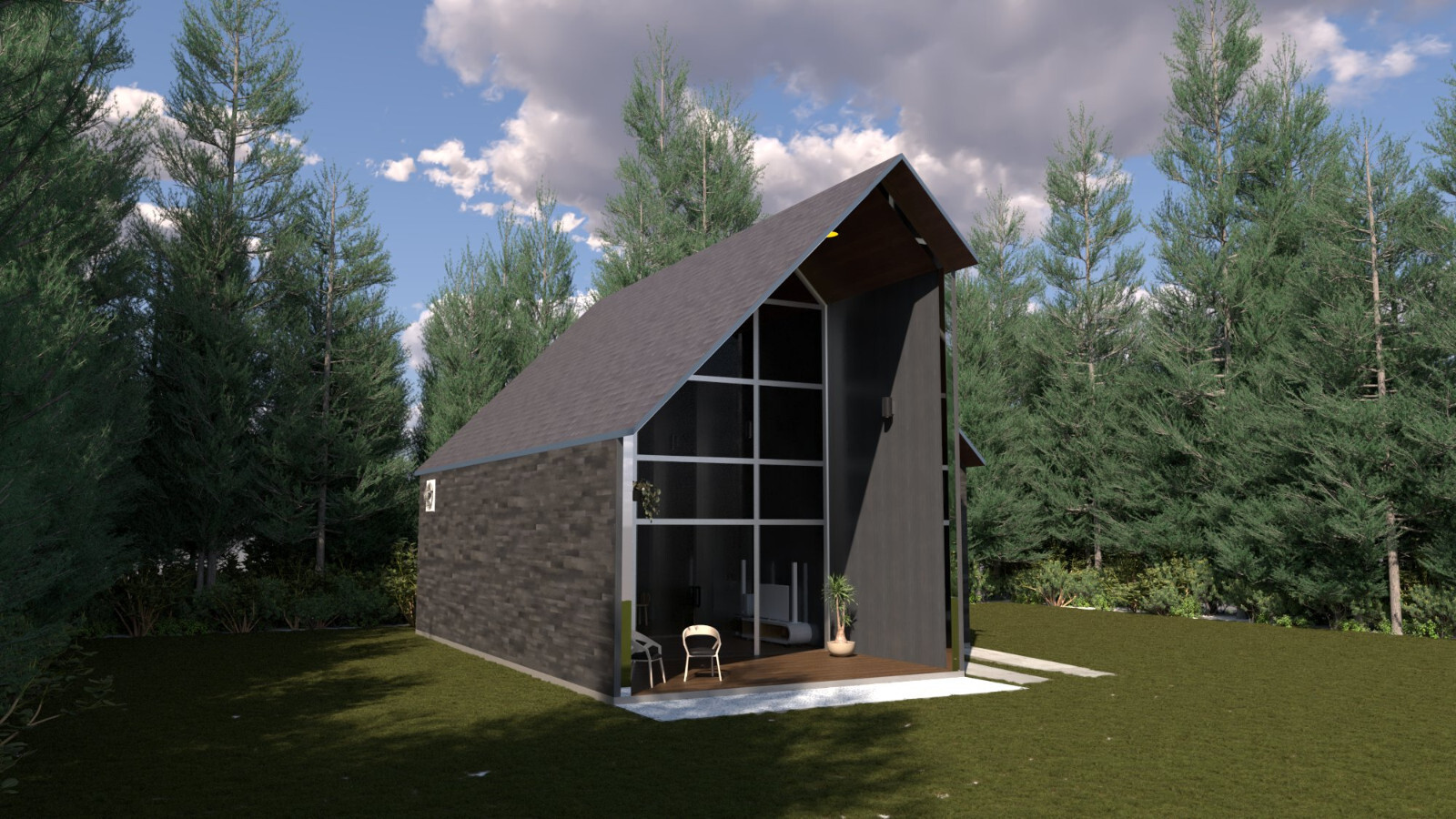 Modern House Plan with Blueprint PDF, DWG & 3D Design- 1100sqft (No 13)