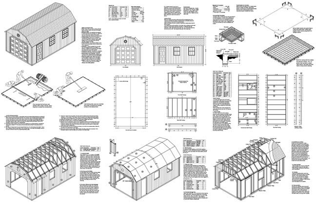 12′ x 20′ Storage Shed / Workshop / One Car Garage Barn Plans Design #31220