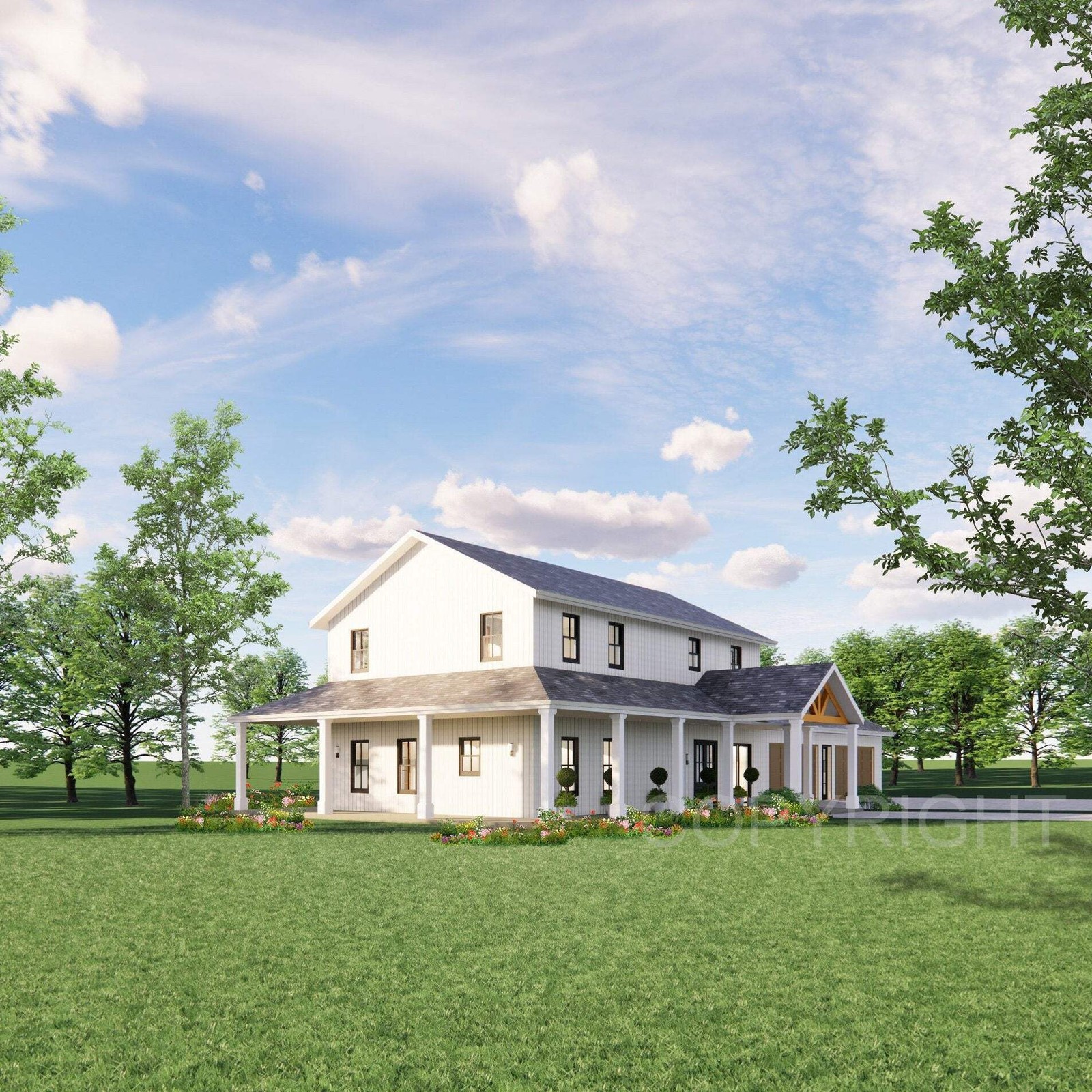 Crystal Springs 2 level Barndominium House Plan Design – 5 Bed 3.5 Bath 2,970 sq