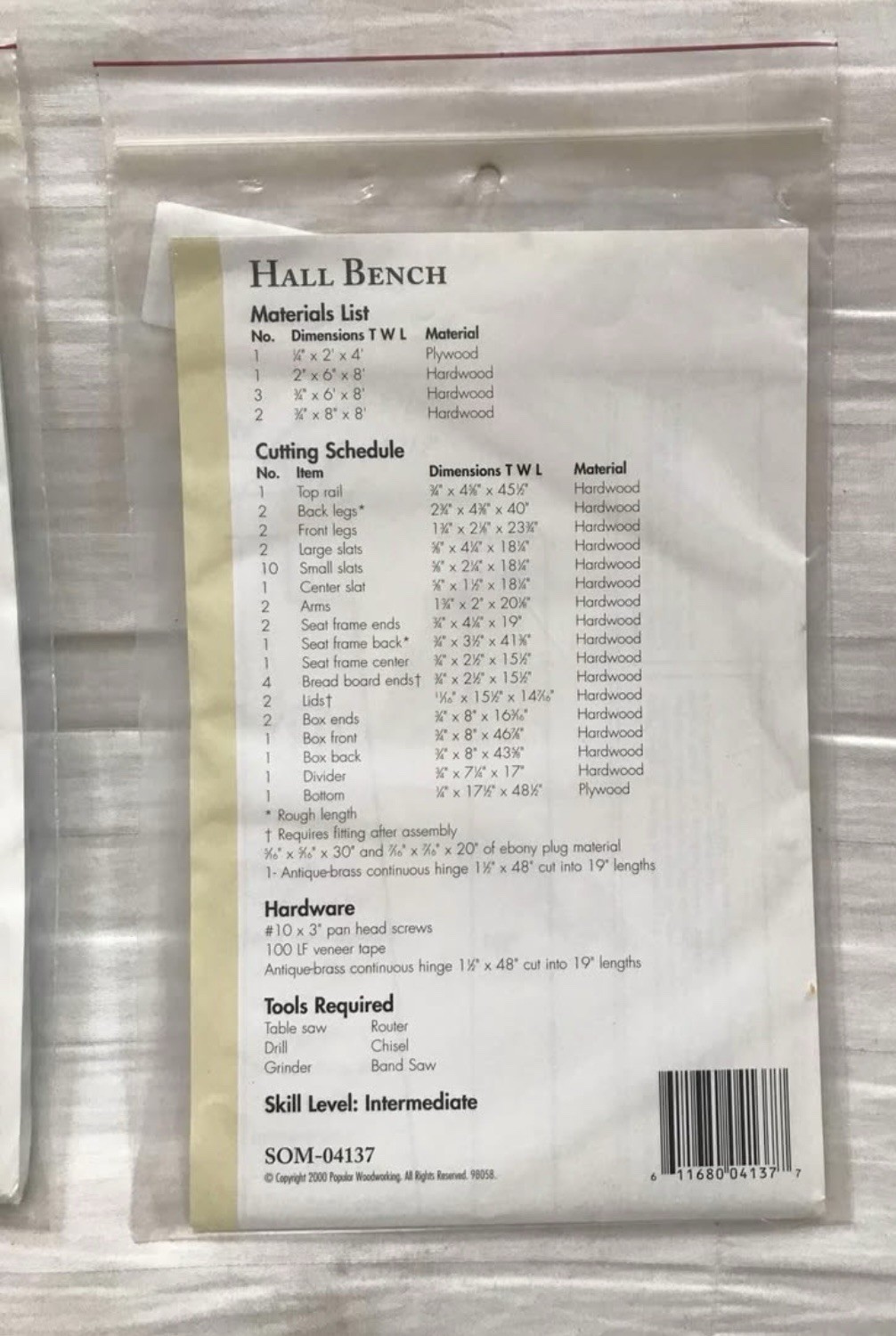 Building Plans – Deck – Picnic table – Hall bench￼YOUR CHOICE