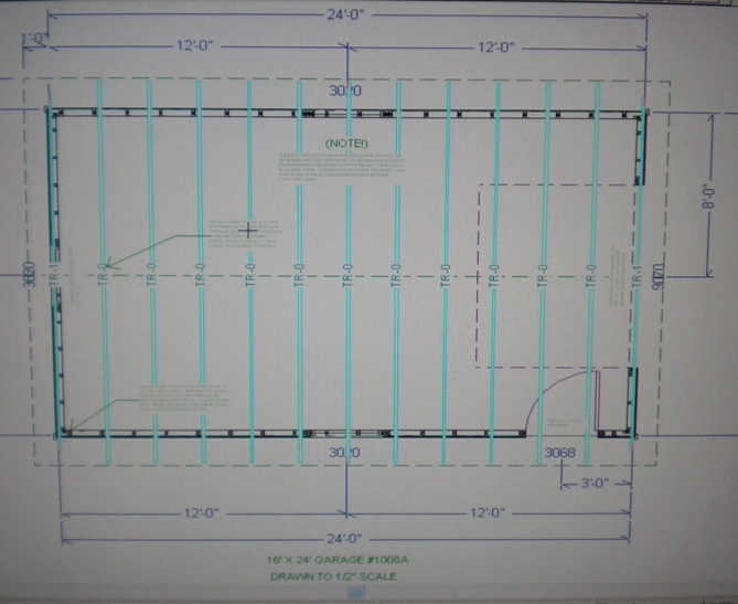 PERMIT READY 16′ X 24′ GARAGE PLAN DRAWN TO SCALE BLUEPRINTS AND MATERIALS LIST
