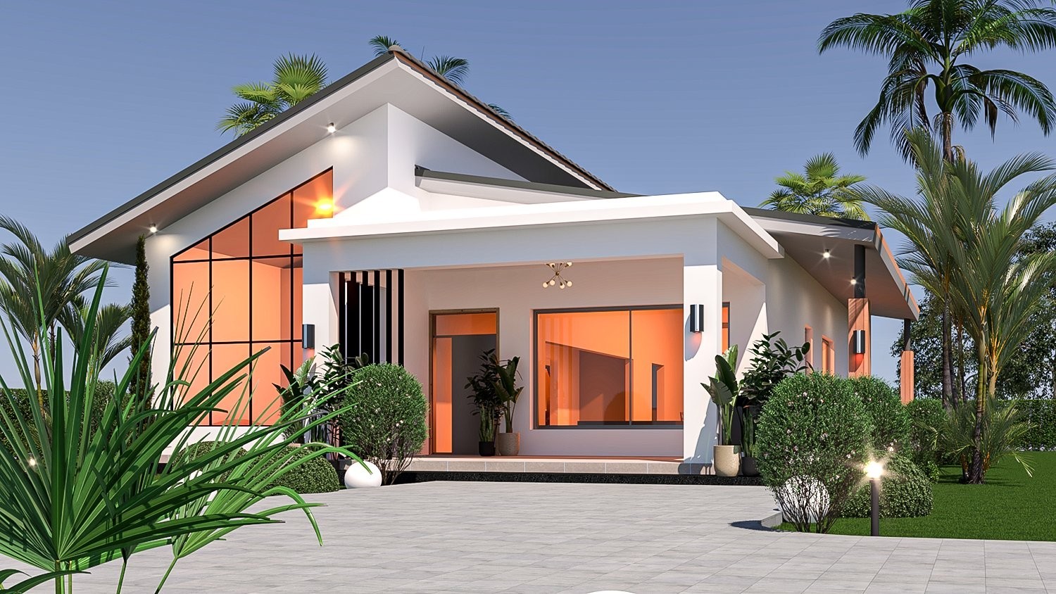 3-Bedroom Modern House Plan (Skillion Roof)