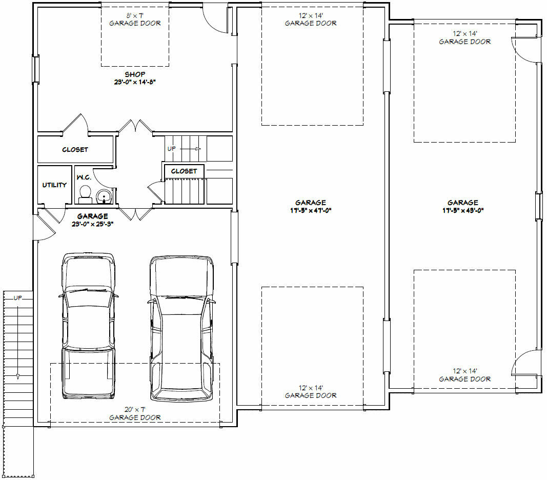 60×50 Apartment with 2-Car 2-RV Garage – PDF FloorPlan – 1,648 sqft – Model 2B