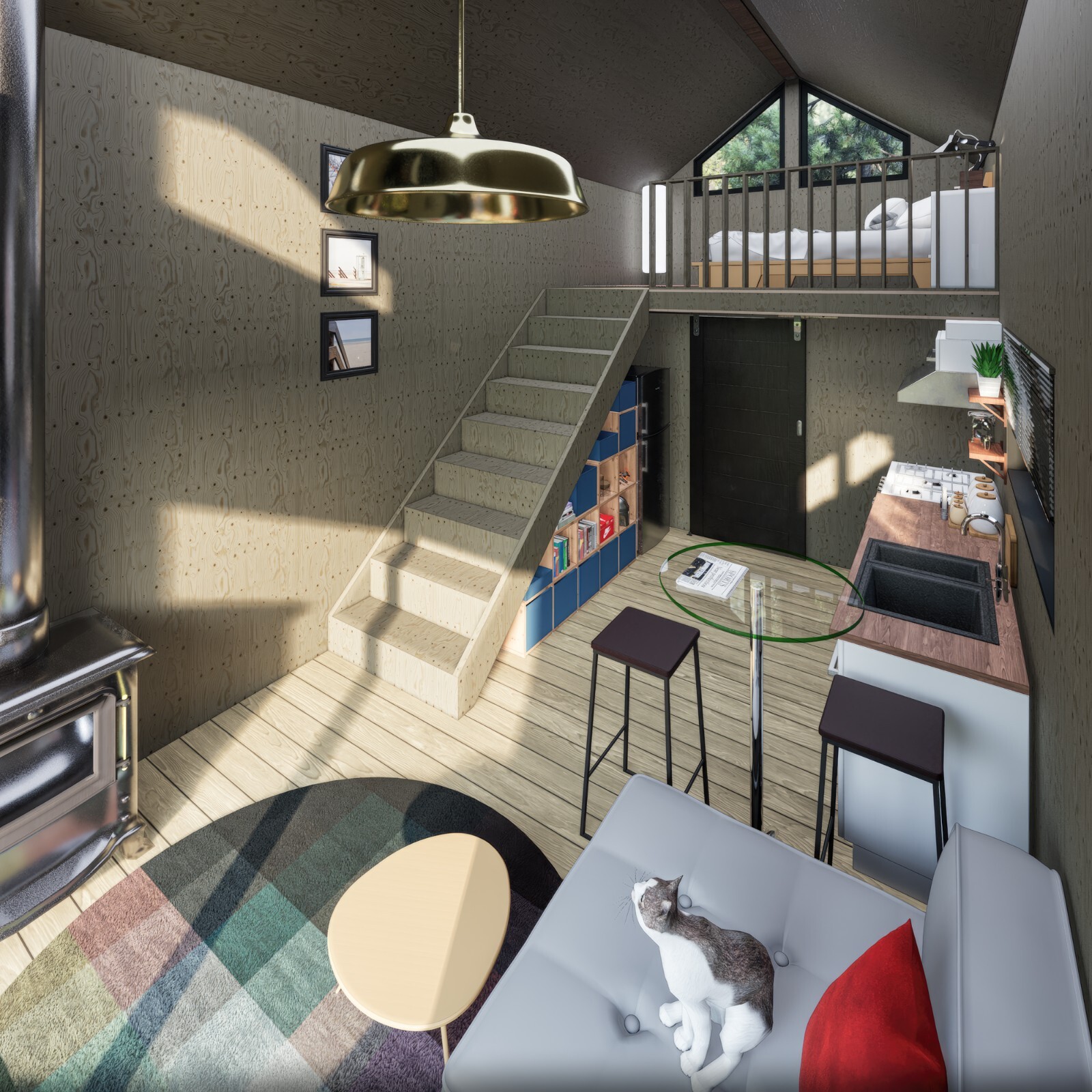 Tiny House Plan, 12×28 House Plans, Modern Cabin House Plans, Hard Copy