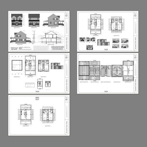 24×24 House — 3 Bedroom — 1.5 Bath 1,106 sq ft — PDF Floor Plan — Model 5D