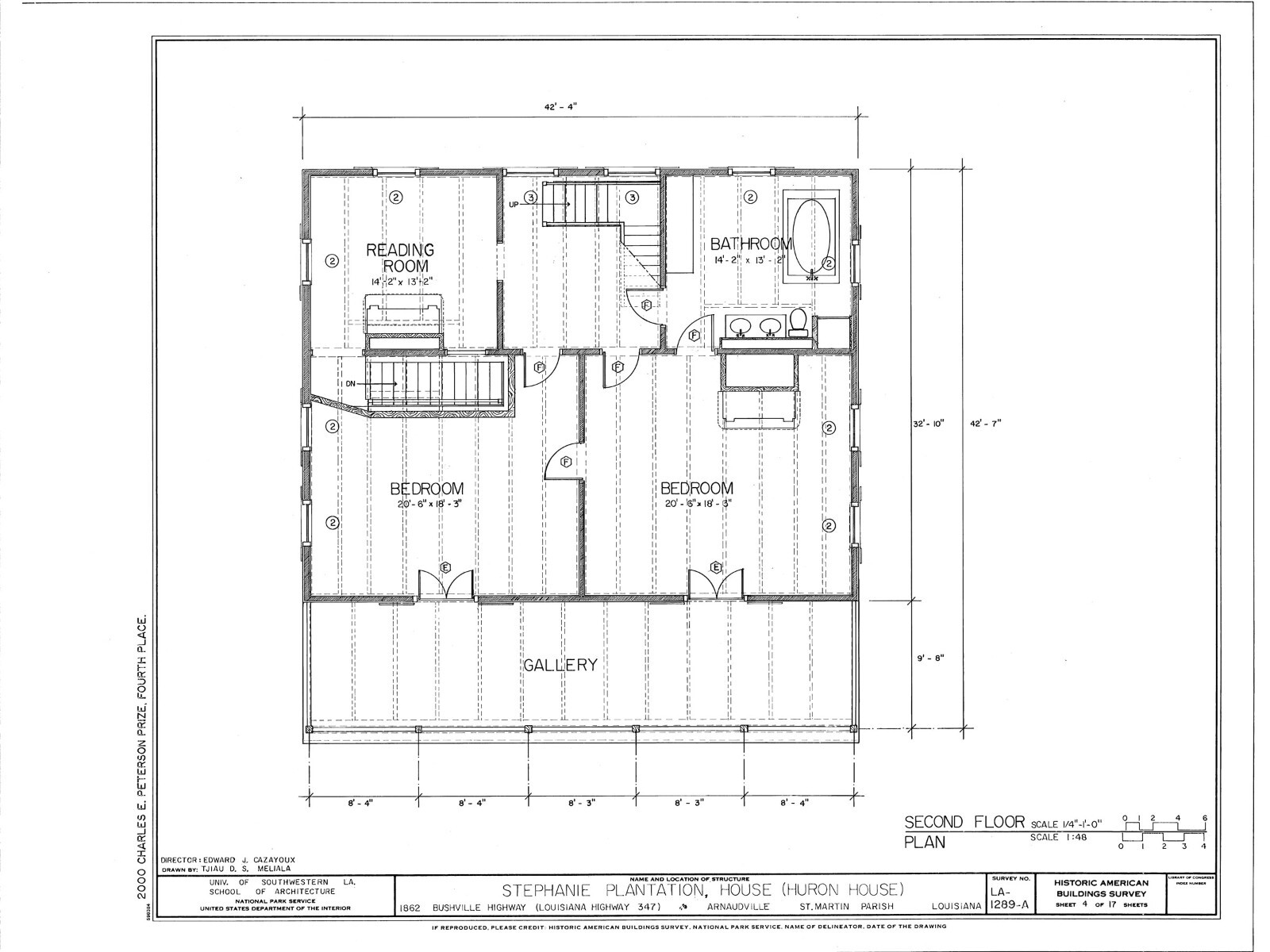 Country Style Southern Plantation home, brick-wood design, porch printed plans