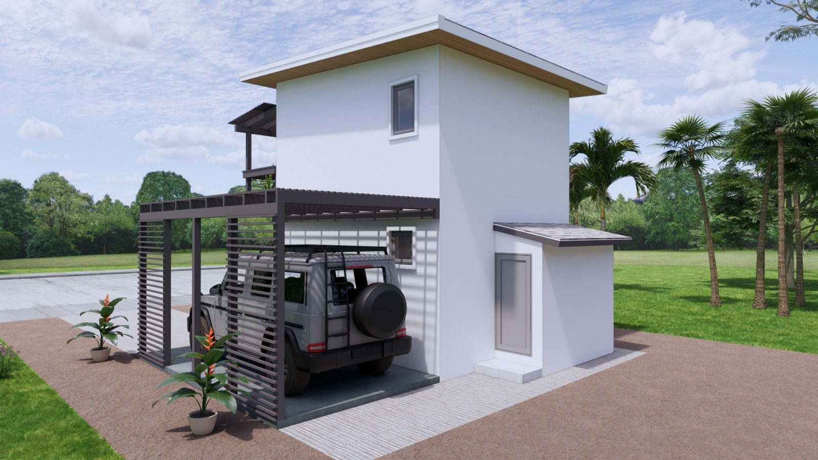 14×17 Feet Loft House Plan 4×5 Meter 1 Bed 1.5 Bath Shed Roof PDF & A4 Hard Copy