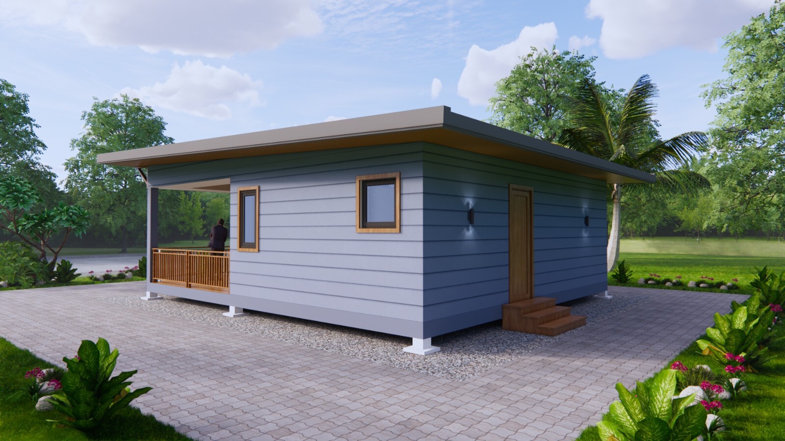 26×30 Feet Small House Plan 8×9 Meter 2 Beds 2 Bath Shed Roof PDF (A4 Hard Copy)