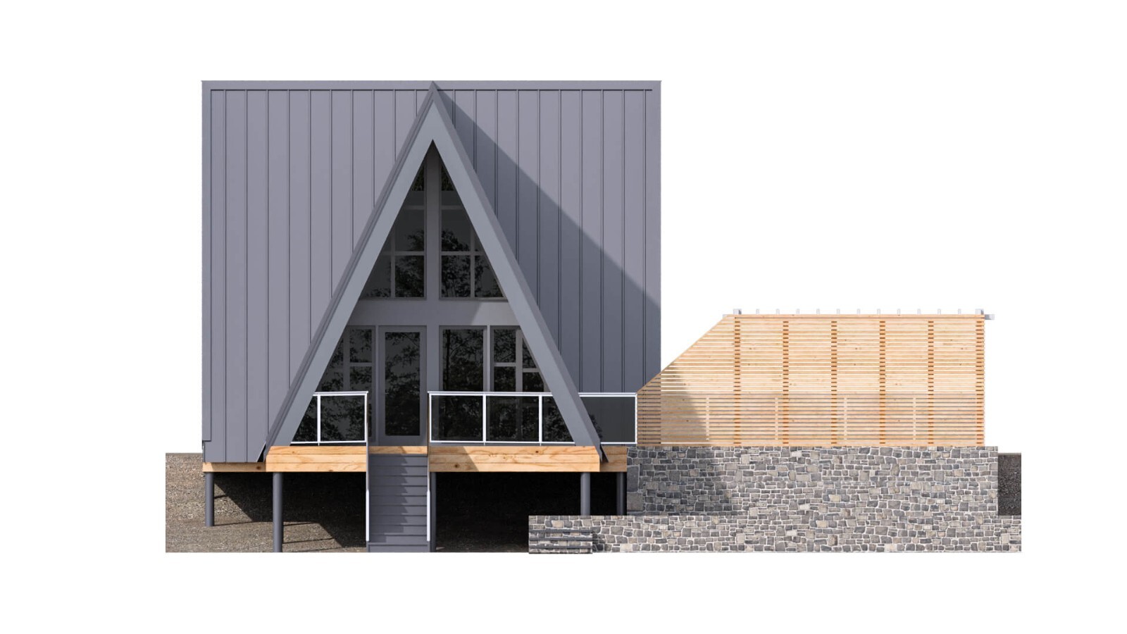 42’x49’ 2 Beds 1 Bath Small A-Frame Cabin Architectural Build Plans PDF Download
