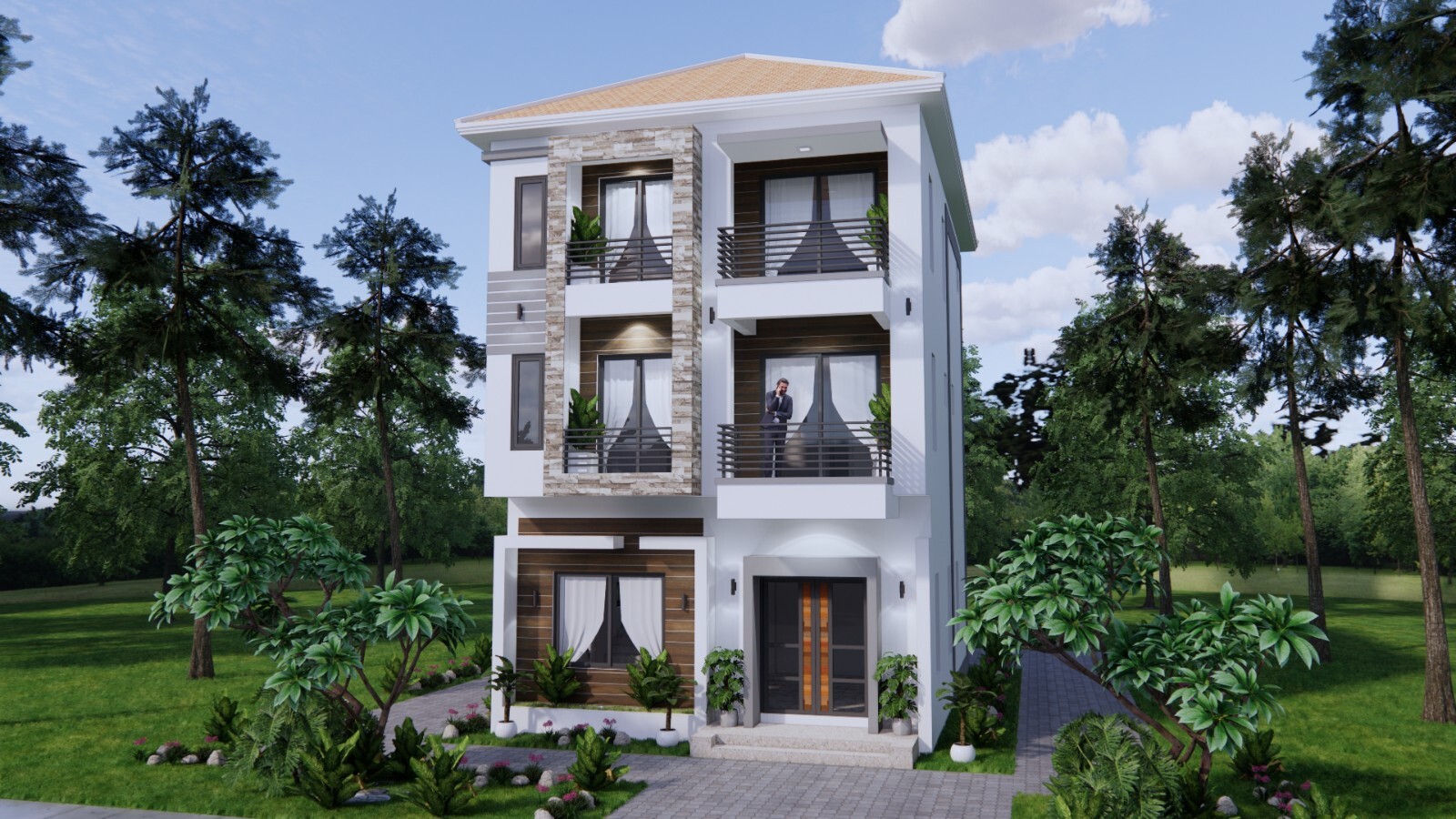 23×30 Feet House Design Plans 7×9 Meter 5 Beds 6 Baths Modern Hip (A4 Hard Copy)