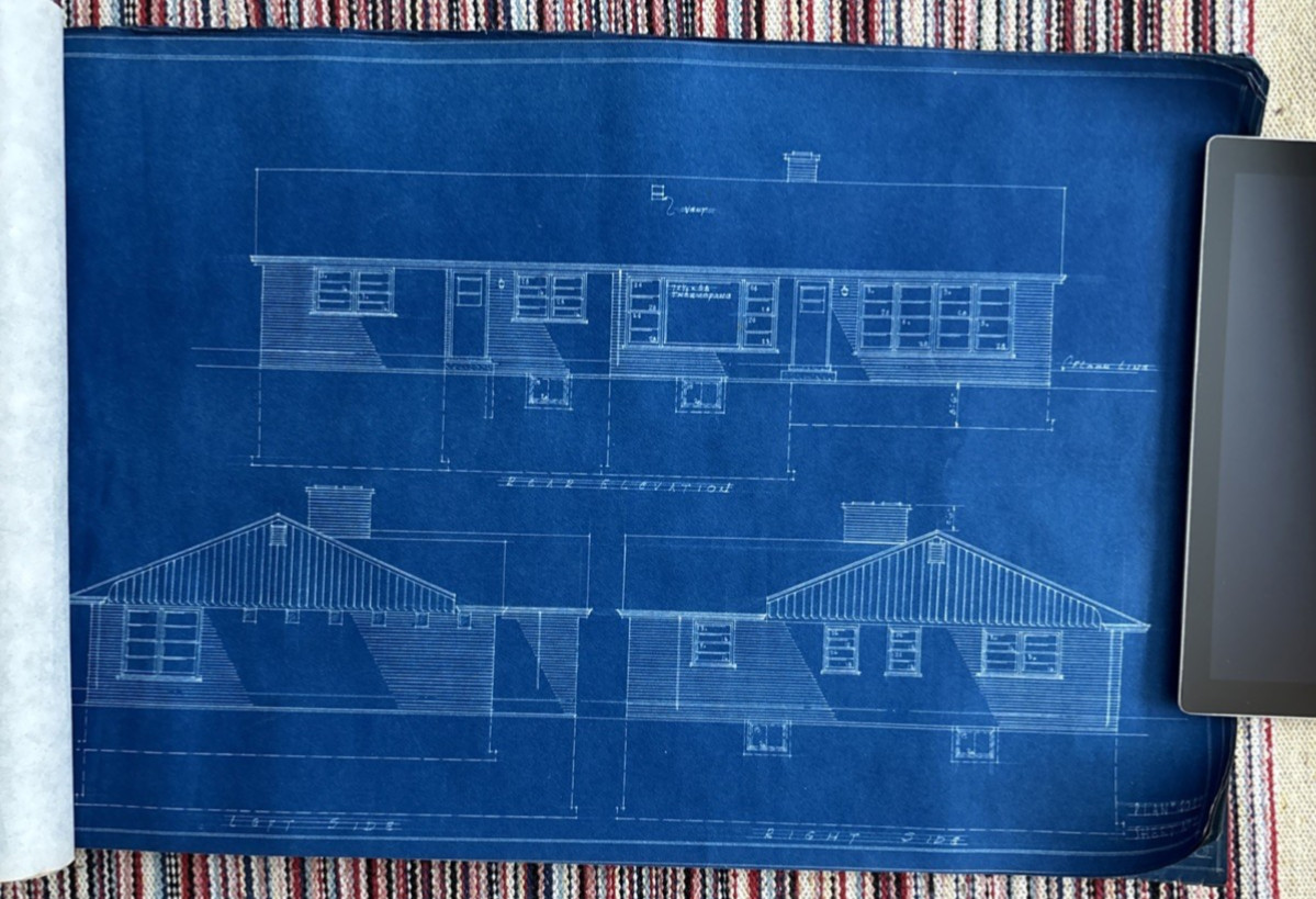 Vintage 1950s Original Blueprints Set – Mid Century Ranch House