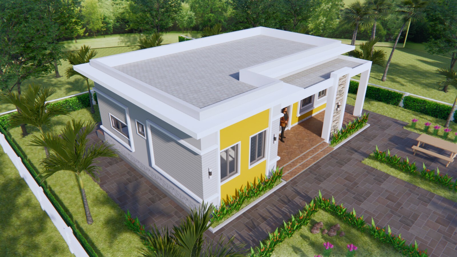 40×27 Feet House Plans 12×8 Meter 3 Beds 2 Baths Flat Roof (A4 Hard Copy)