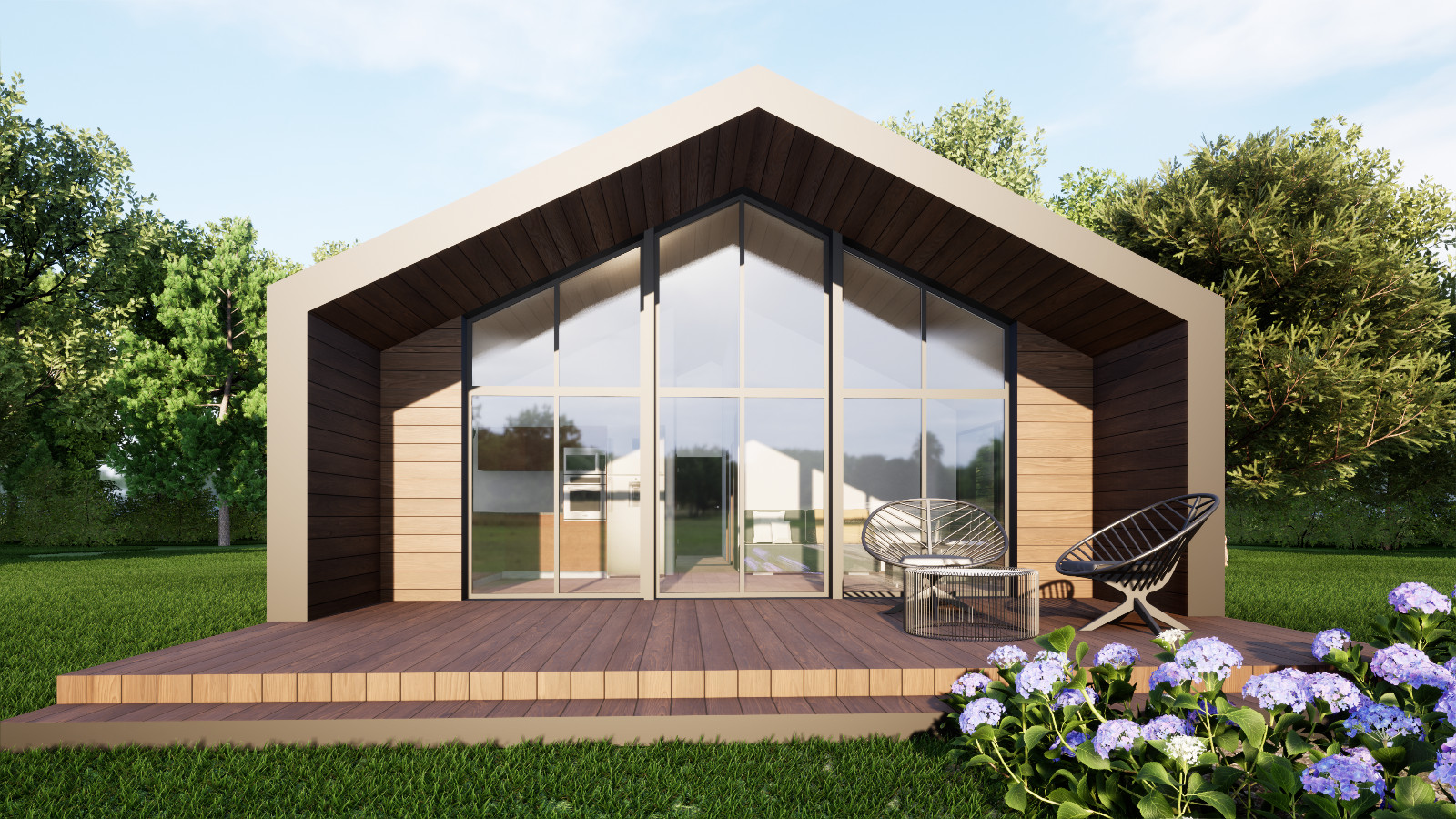 Modern House Plan 3D images 3 Bedroom DWG CAD File for Blueprint Plans -1014sqft